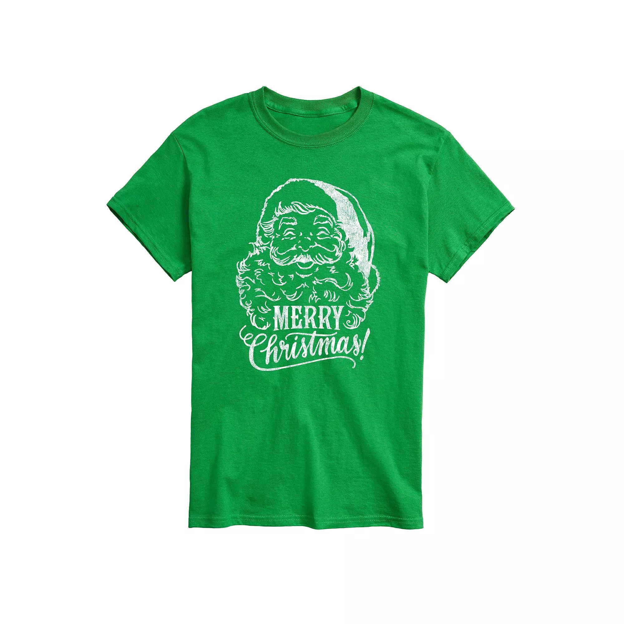 Big & Tall Vintage Santa Christmas Tee, Men's, Size: 3XB, Green Product Image
