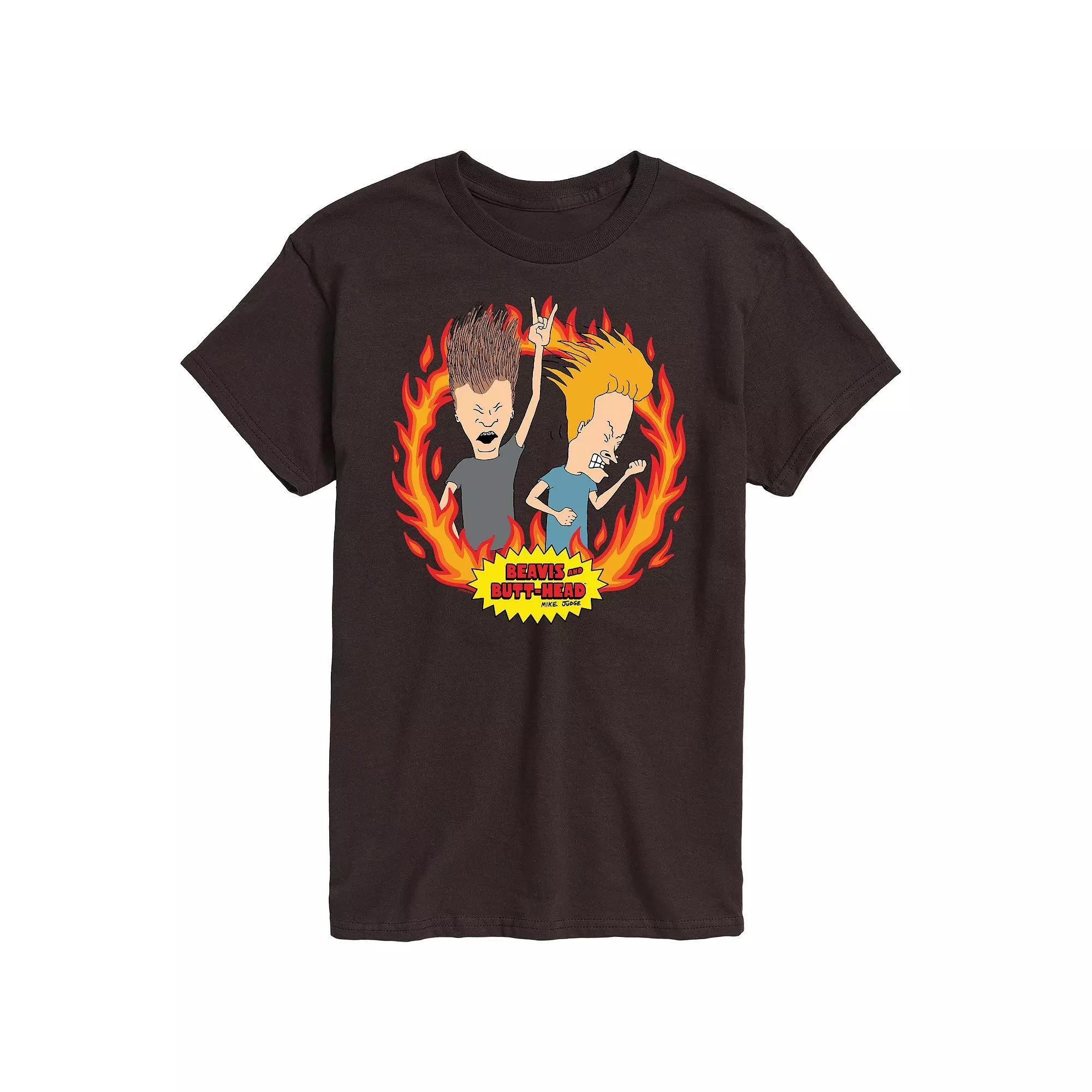 Mens Beavis And Butthead Rock Flames Tee Product Image