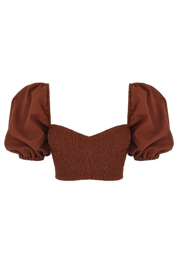 Lavanna Cocoa Puff Sleeve Cropped Top Product Image