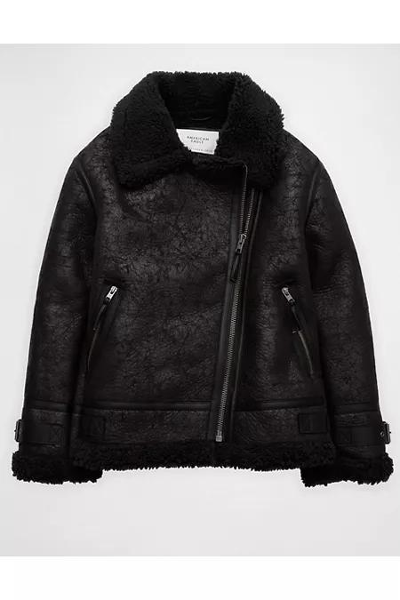 AE Oversized Shearling Biker Jacket Women's Product Image