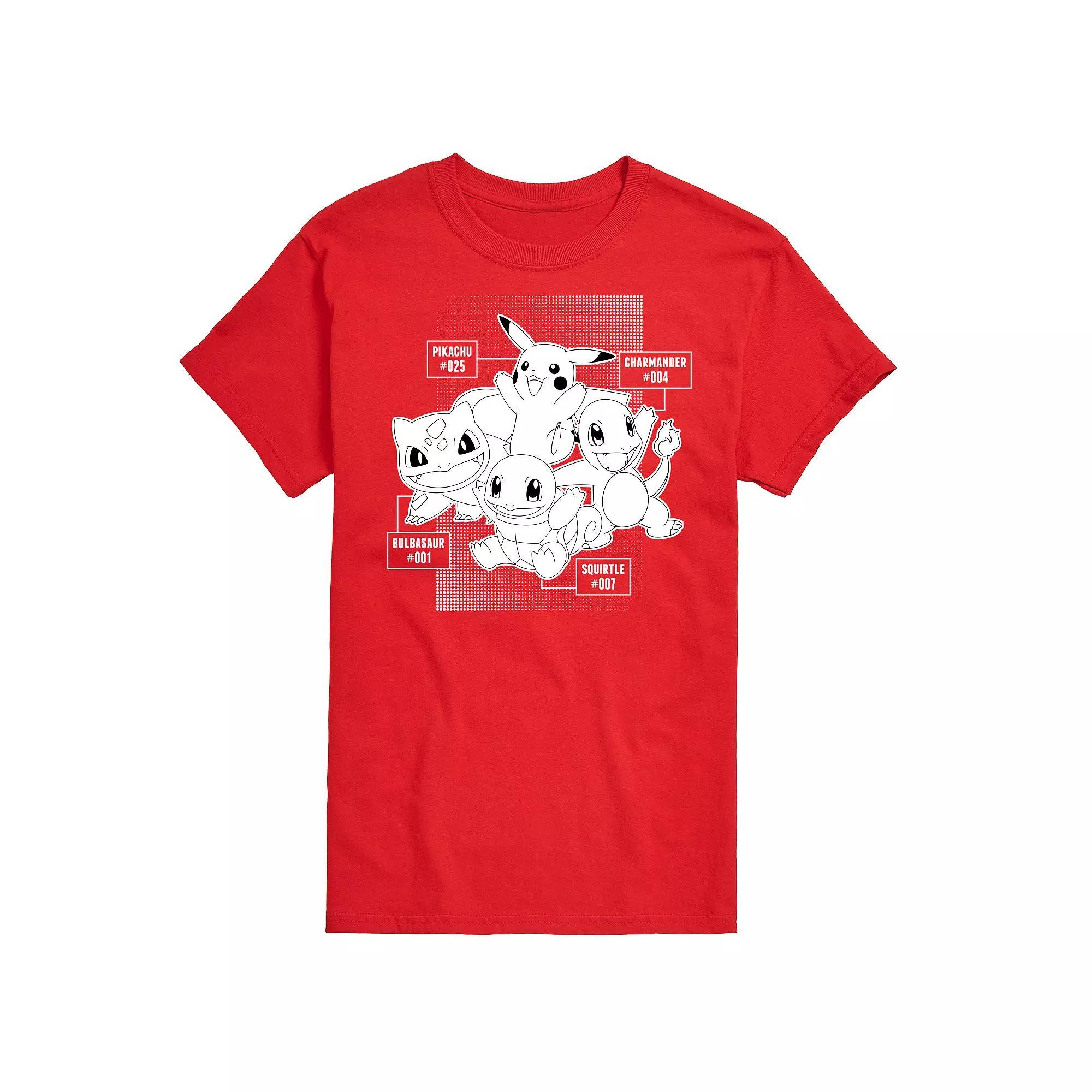 Mens Pokemon Starter Labels Graphic Tee Product Image