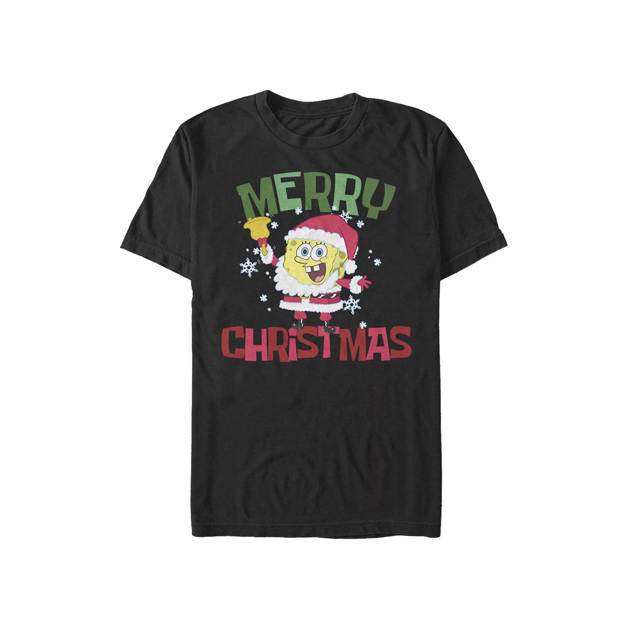 Men's Spongebob Squarepants Santa Tee, Size: Medium, Black Product Image