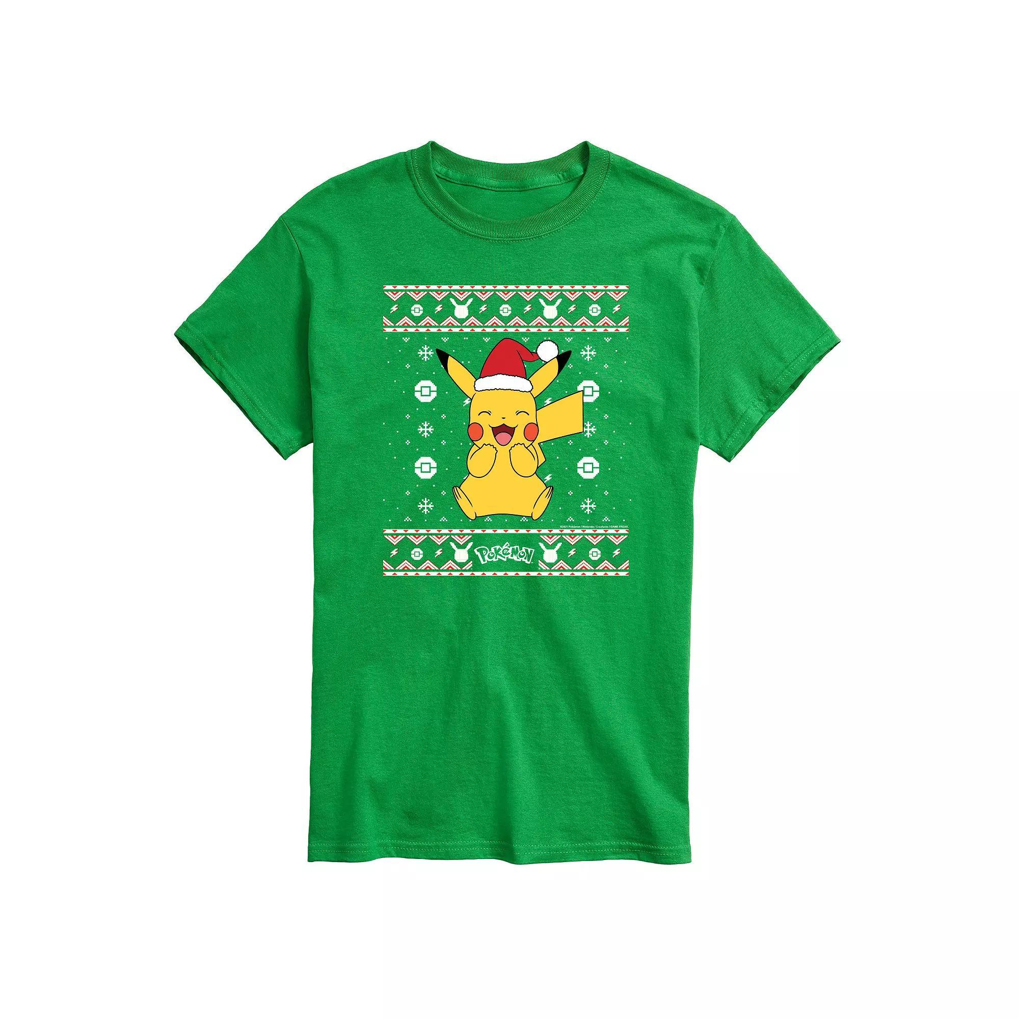 Big & Tall Pokemon Pikachu Holiday Tee, Mens Product Image