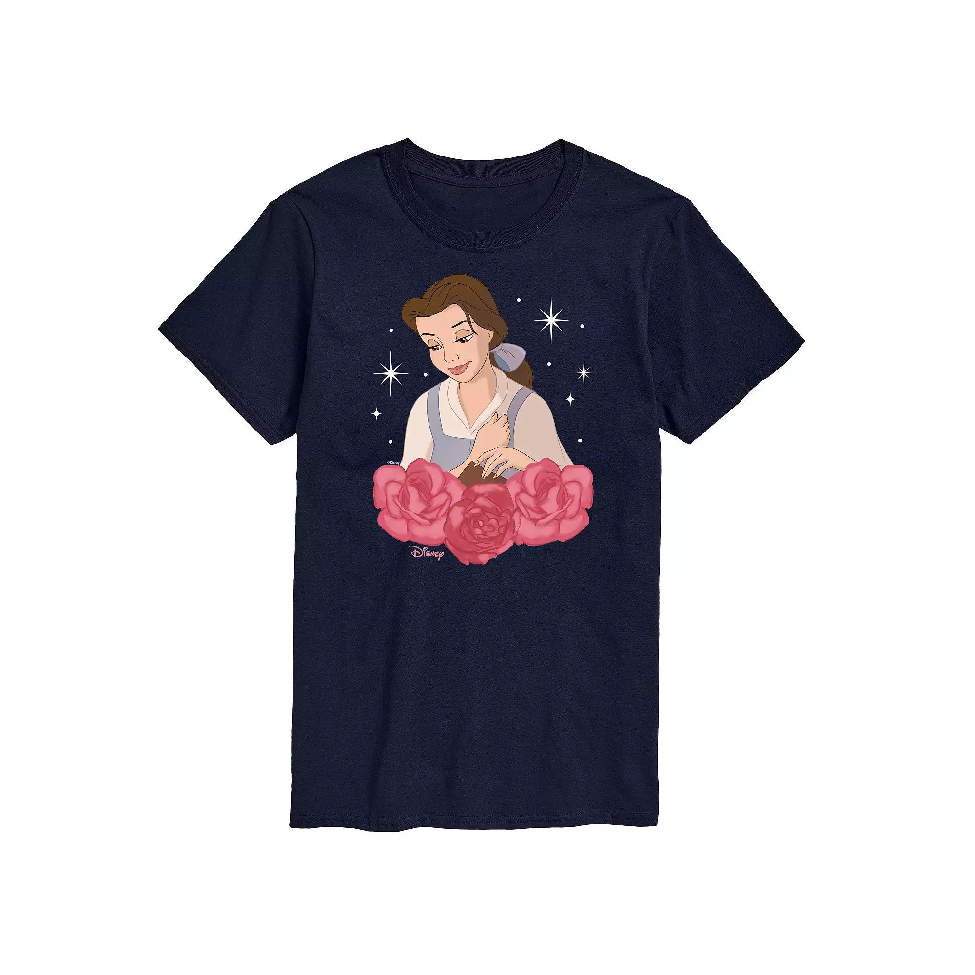 Disney Princess Big & Tall Belle Roses Graphic Tee, Mens Blue Product Image