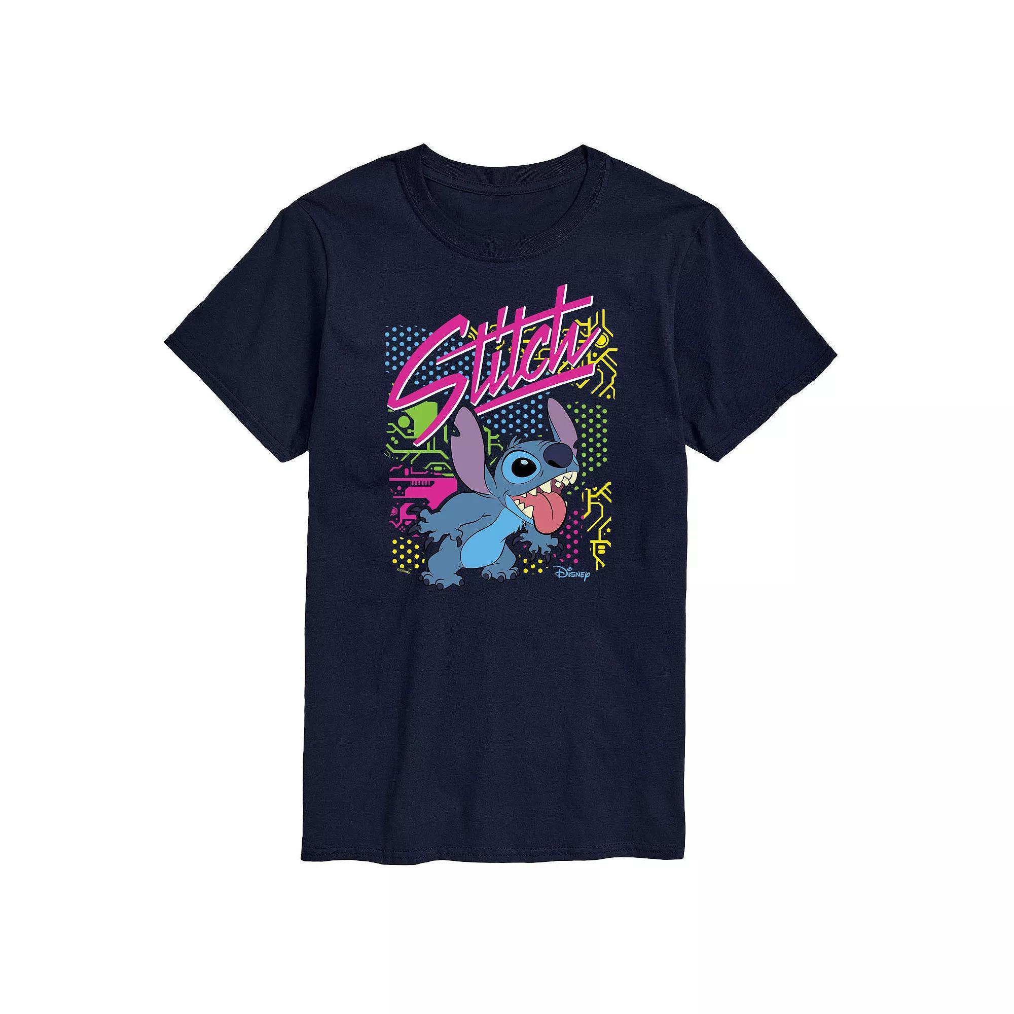 Disneys Lilo & Stitch Big & Tall Retro Graphic Tee, Mens Blue Product Image