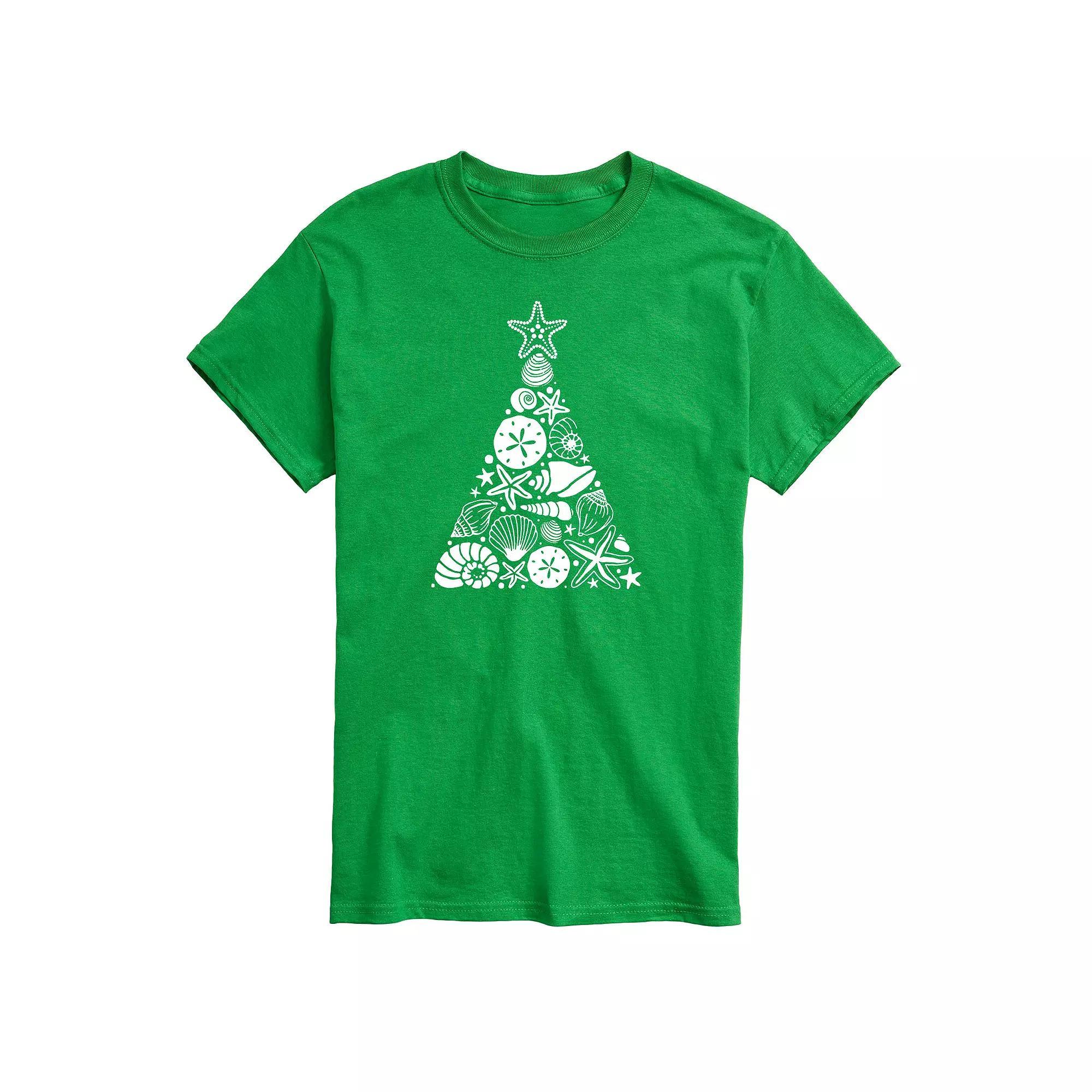 Big & Tall Sea Shell Christmas Tree Graphic Tee, Men's, Size: 5XB, Green Product Image