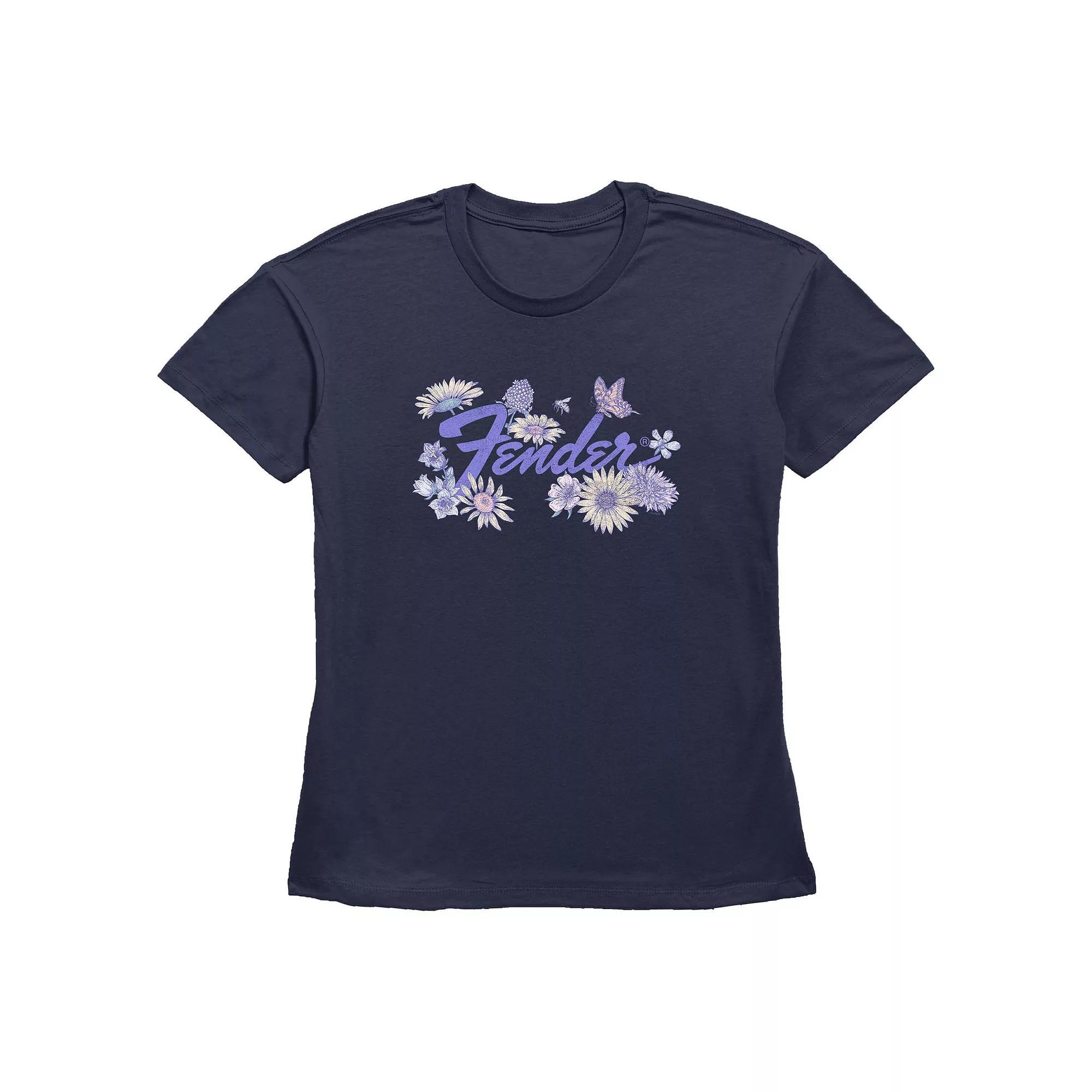 Women's Fender Floral Logo Graphic Tee, Size: XS, Blue Product Image
