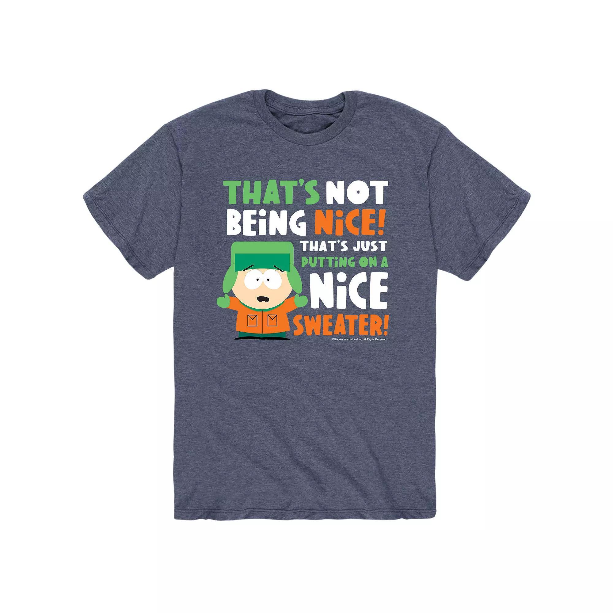Mens South Park Nice Sweater Tee Grey Blue Product Image