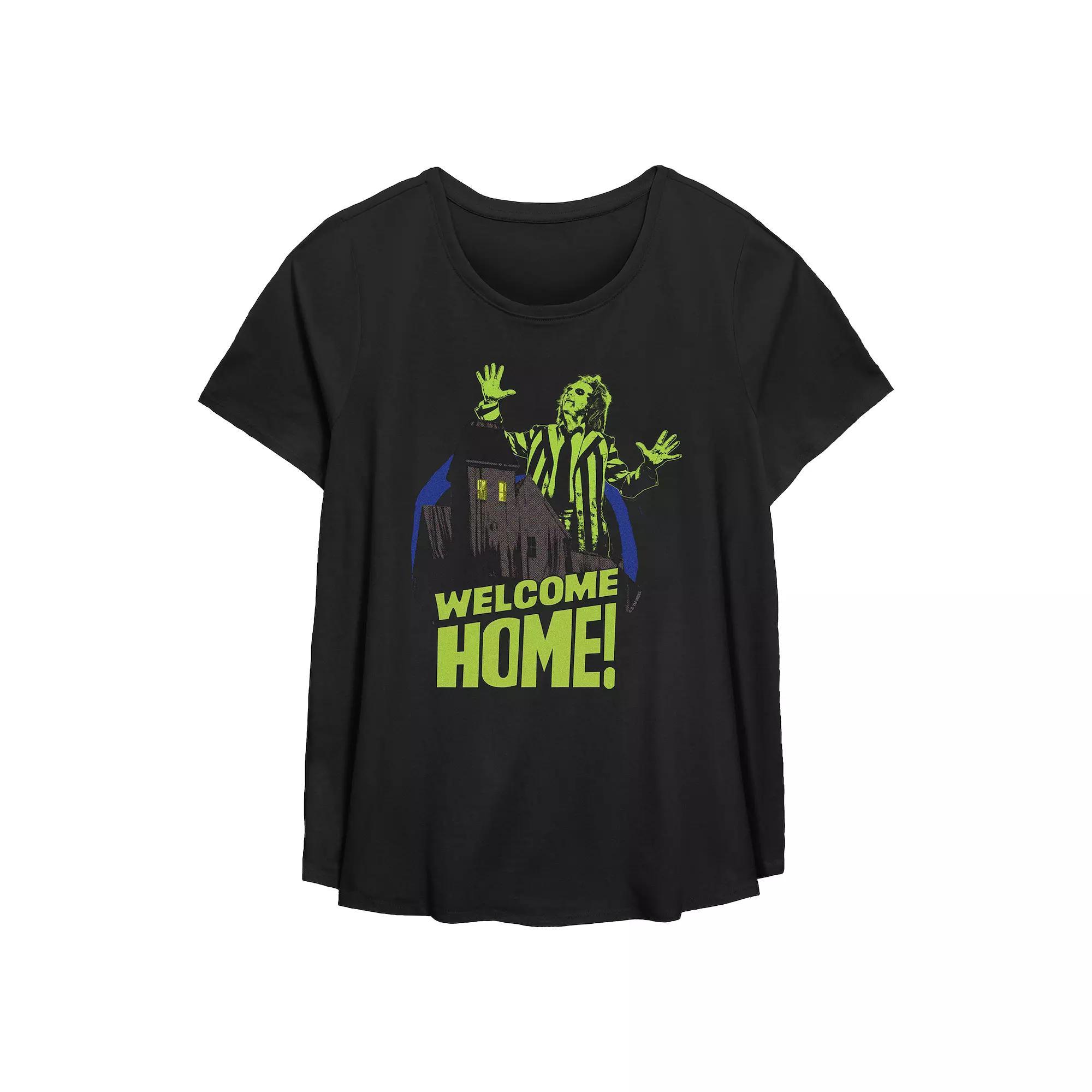 Plus Size Beetlejuice 2 Betelgeuse Welcome Home Flowy Graphic Tee, Women's, Size: 5XL, Black Product Image