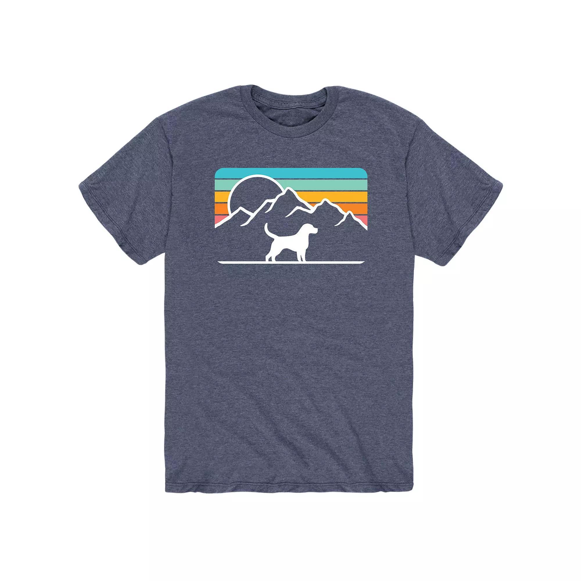 Mens Dog With Retro Mountain Tee Product Image