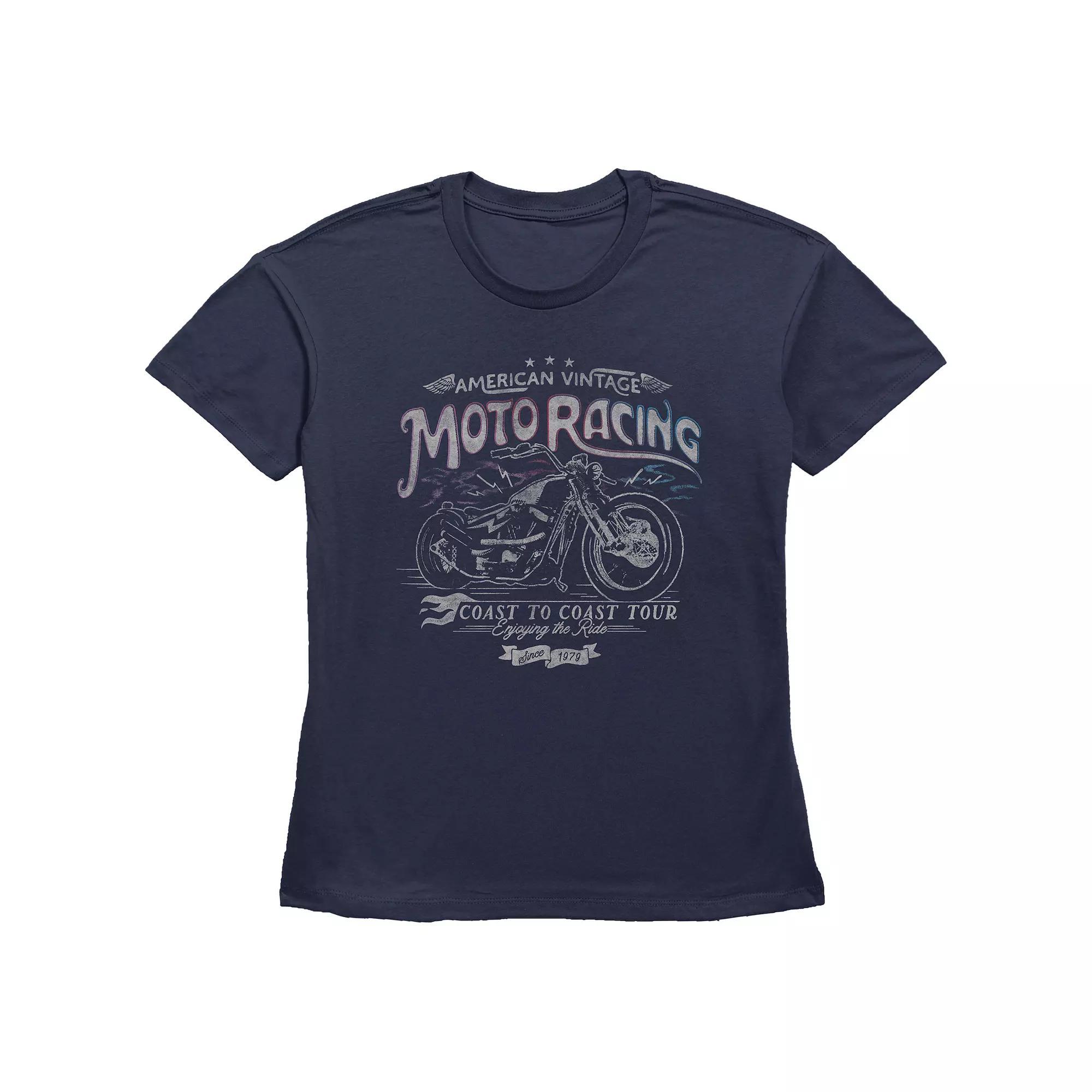Women's Fifth Sun American Vintage Moto Racing Coast To Coast Line Art Graphic Tee, Girl's, Size: XXL, Blue Product Image