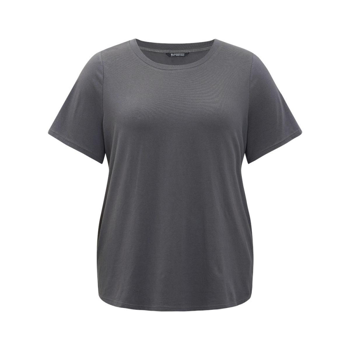 Plus Size Sun & Moon Print Graphic Round Neck T-shirt DimGray Women Casual Star and moon Dailywear T-shirts BloomChic 10/M Product Image