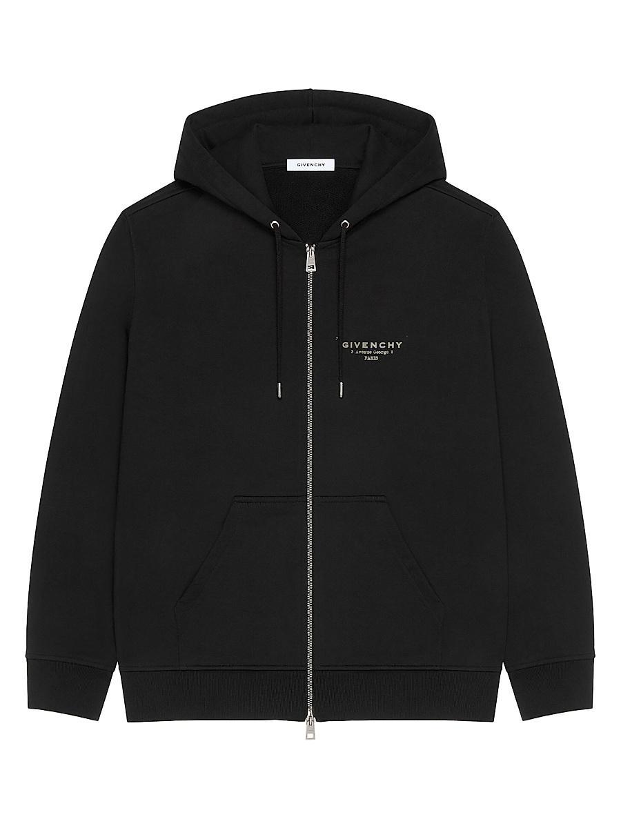 Mens Zipped Hoodie in Fleece with Stamp Print Product Image