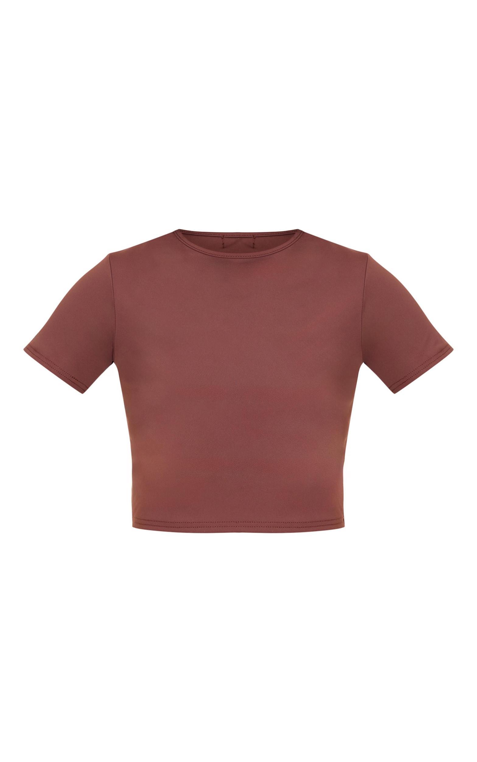 Tall Chocolate Short Sleeve Active Crop Top Product Image