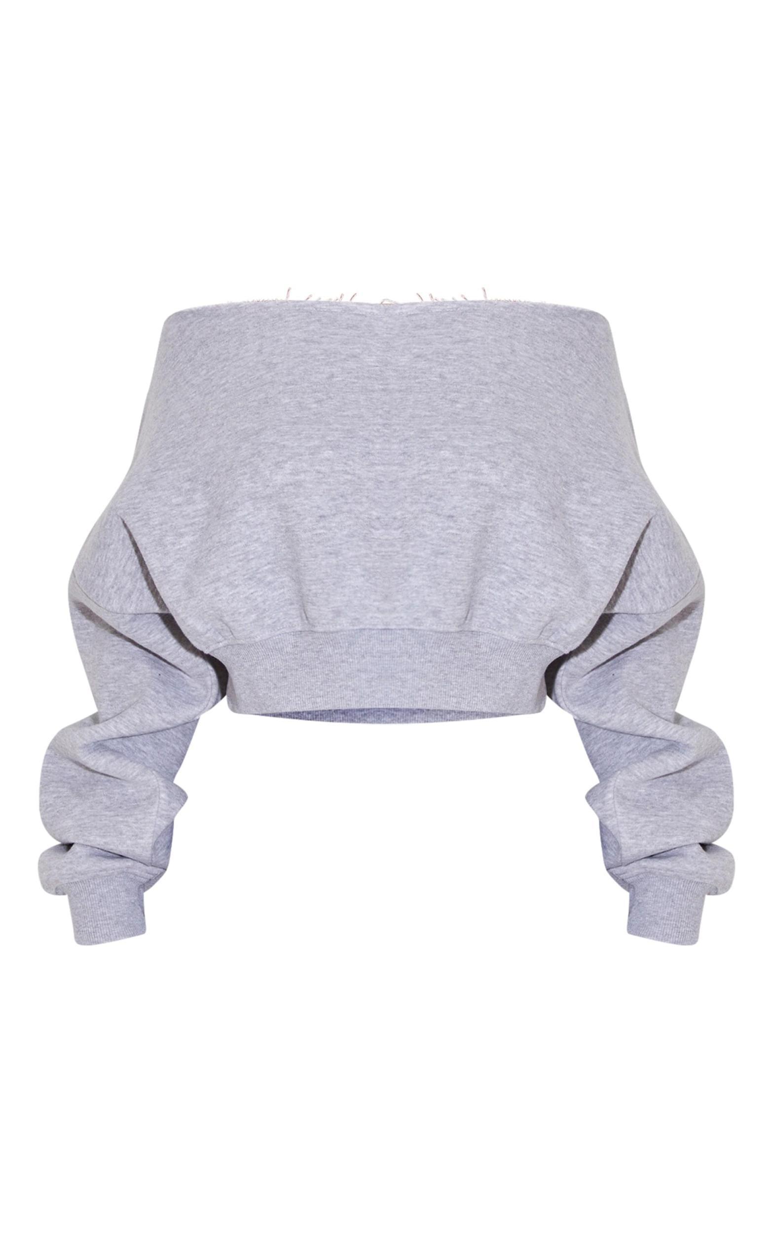 Shape Grey Marl Sweat Slouch Crop Sweatshirt Product Image