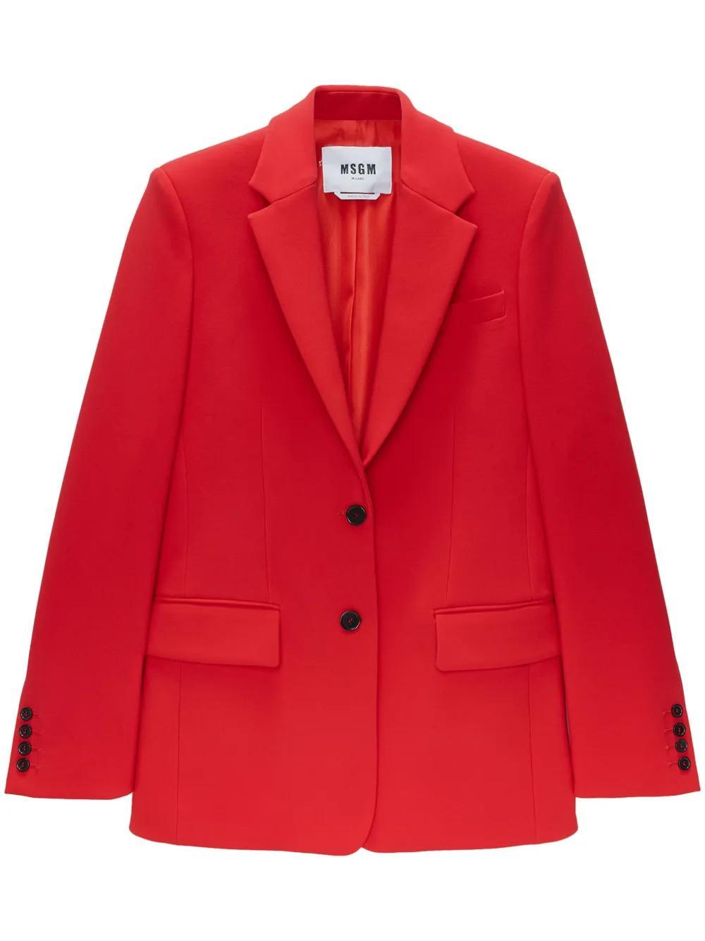 MSGM Single-breasted Tailored Blazer In Rojo Product Image