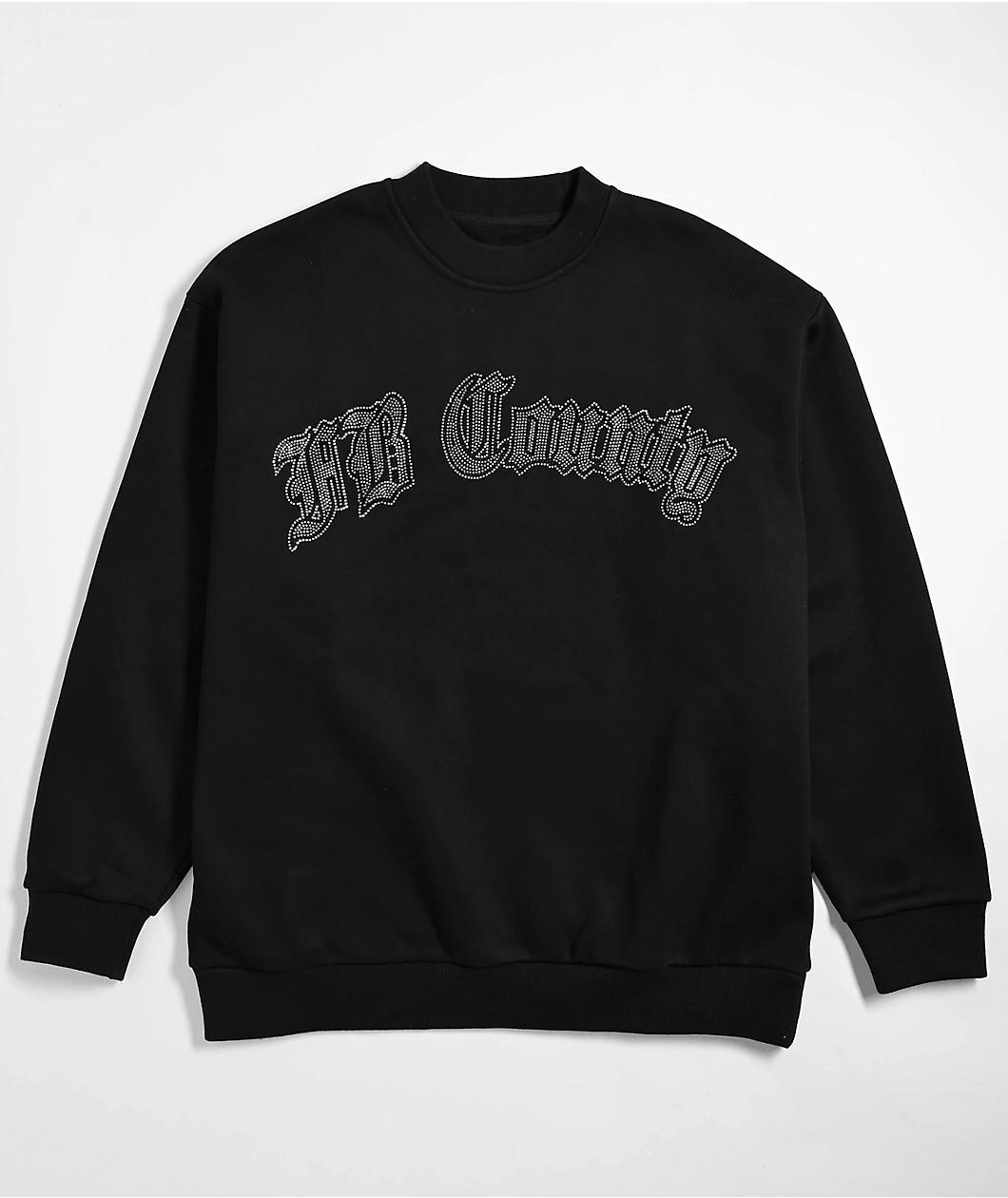 FB County Rhinestone Black Crewneck Sweatshirt Product Image
