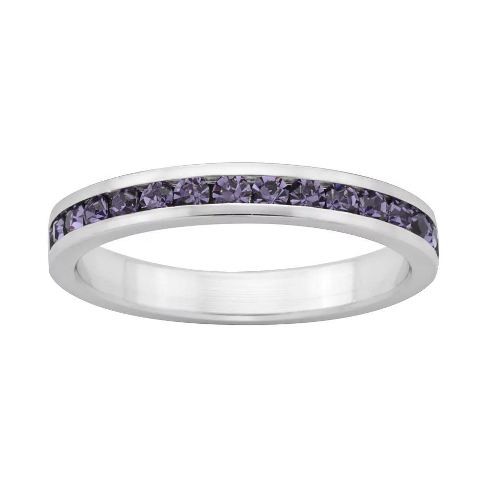 Sterling Silver Purple Crystal Eternity Ring, Women's, Size: 6 Product Image