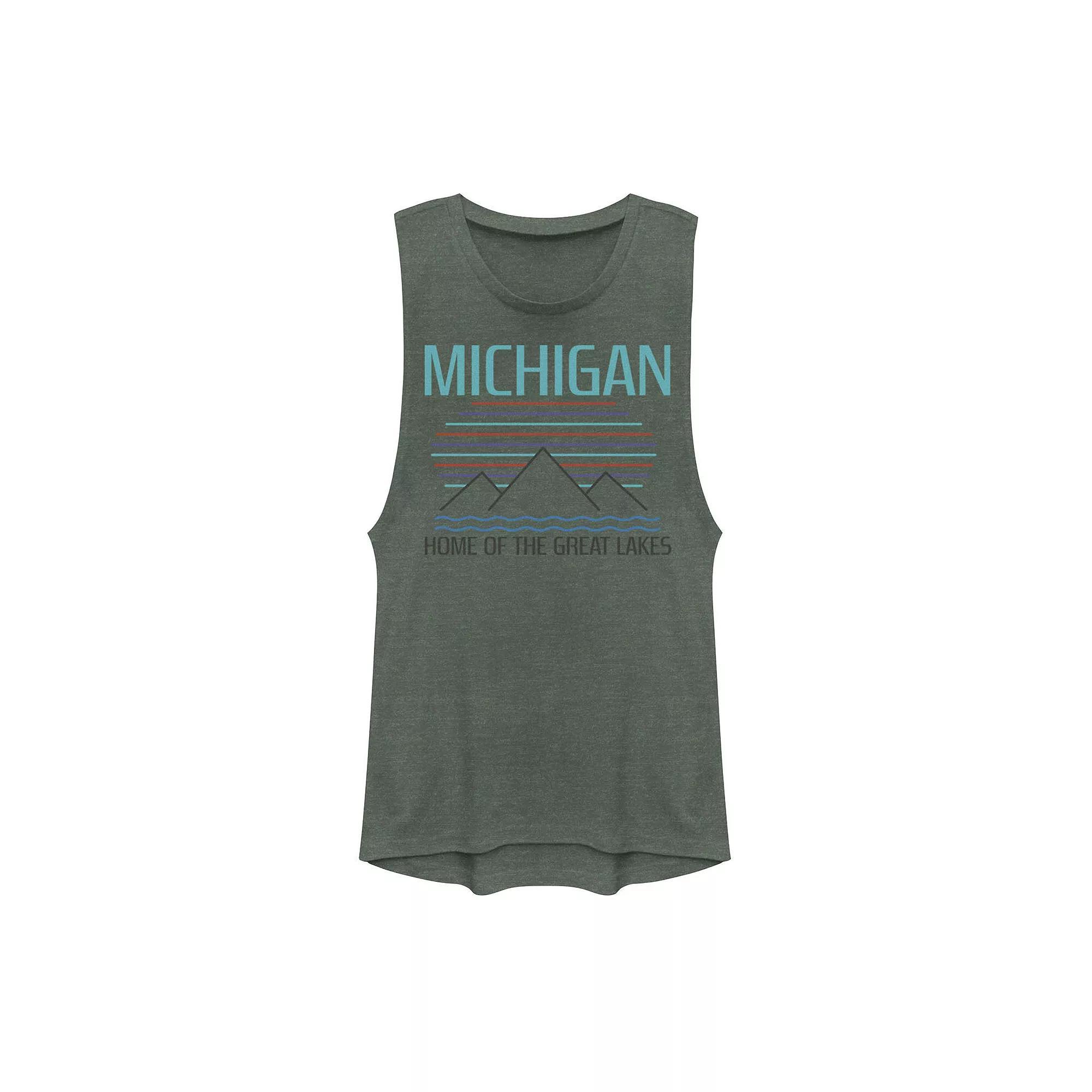 Juniors' Follow Paths Not People Outdoors Circle Graphic Muscle Tank Top, Girl's, Size: XL, Pine Grey Product Image