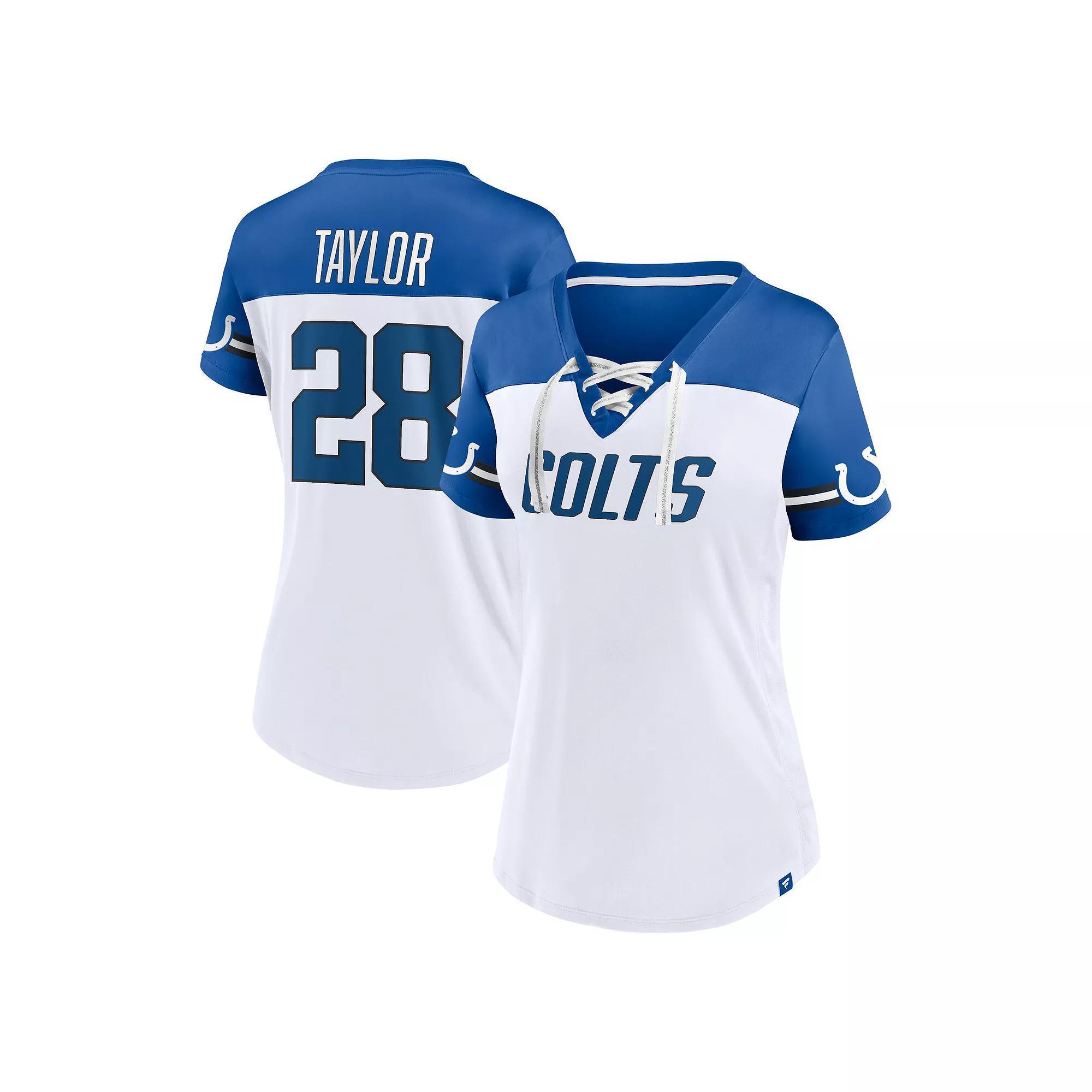 Women's Fanatics Branded Jonathan Taylor White Indianapolis Colts Athena Name & Number V-Neck Top, Size: Large Product Image