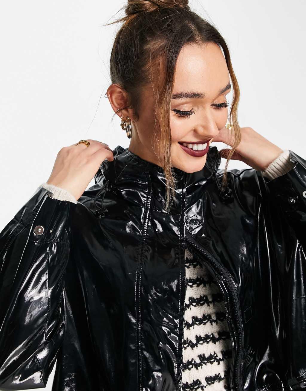 Mango vinyl parka jacket Product Image