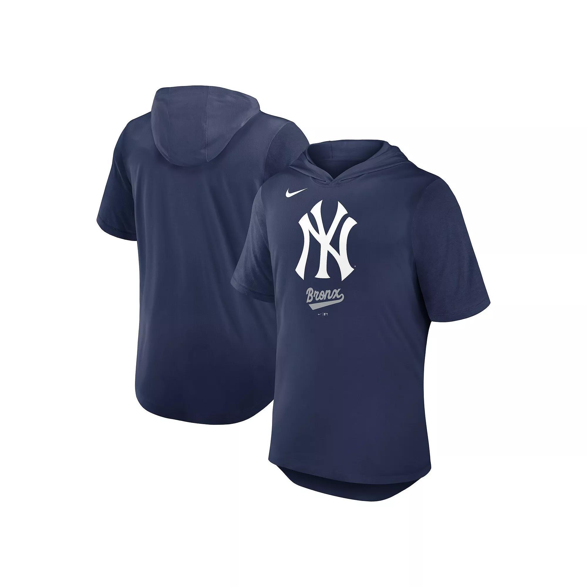 Men's Nike Navy New York Yankees Tri-Blend Performance Hoodie T-Shirt, Size: Medium, Blue Product Image