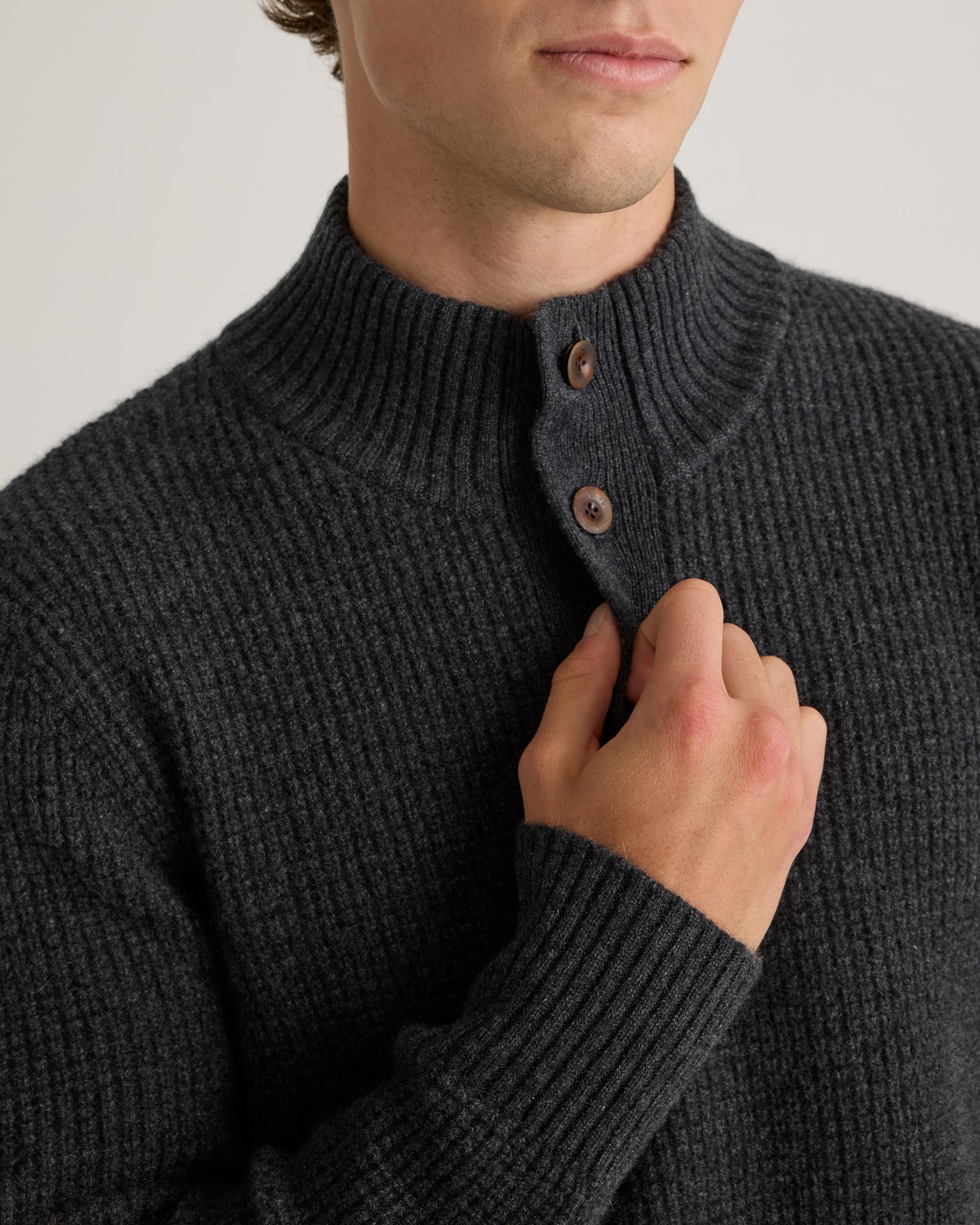 Quince | Men's Mongolian Cashmere Waffle Quarter Button Sweater Product Image