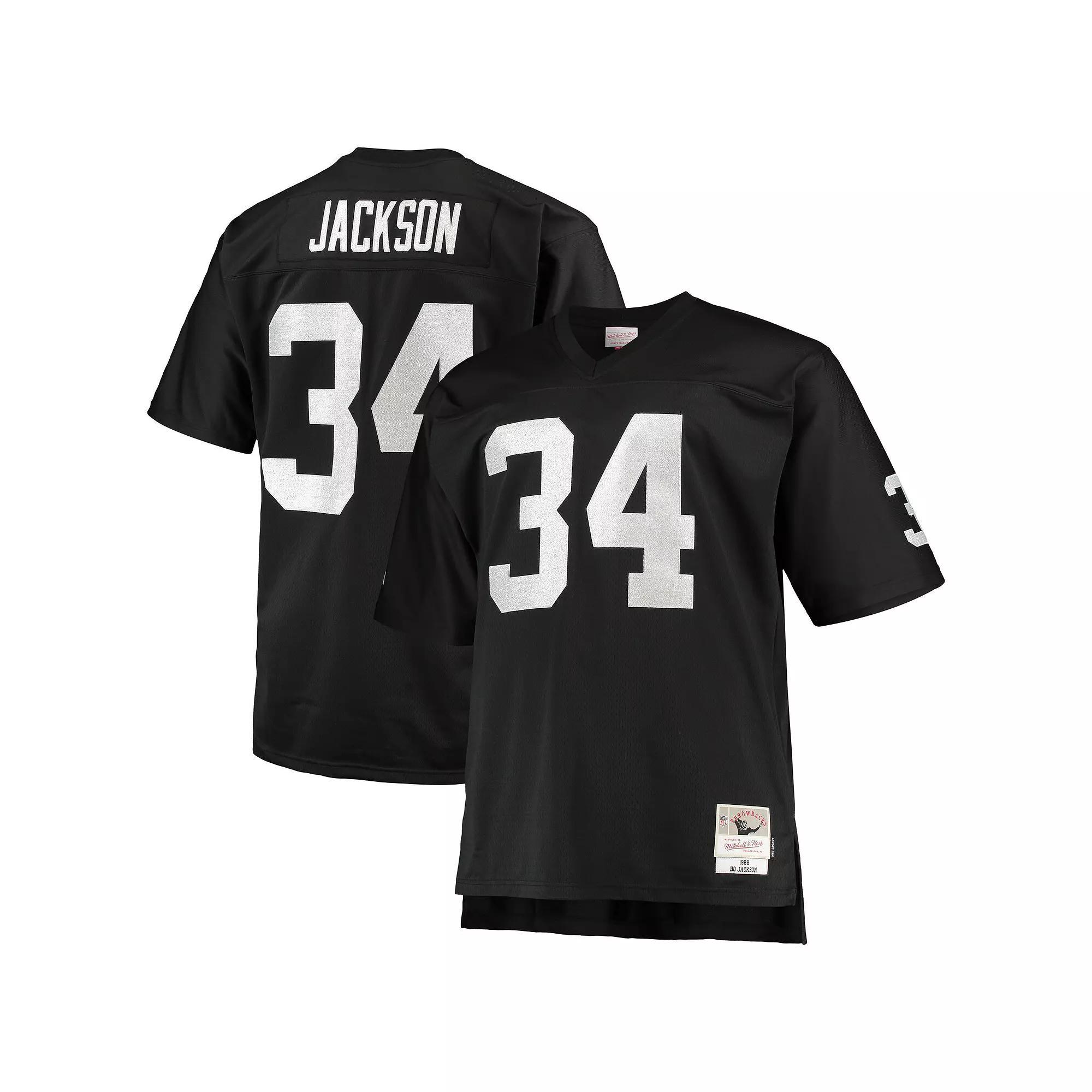 Men's Mitchell & Ness Bo Jackson Black Las Vegas Raiders Big & Tall 1988 Retired Player Replica Jersey, Size: 2XB, Lvr Black Product Image