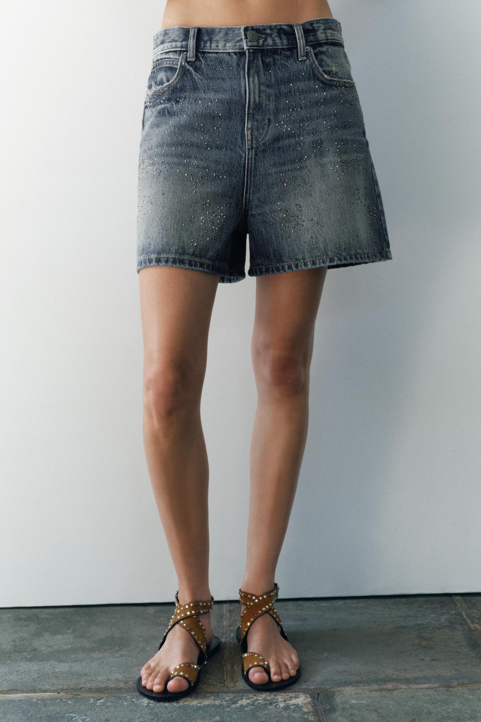 MID WAIST DENIM SHORTS ZW COLLECTION Product Image