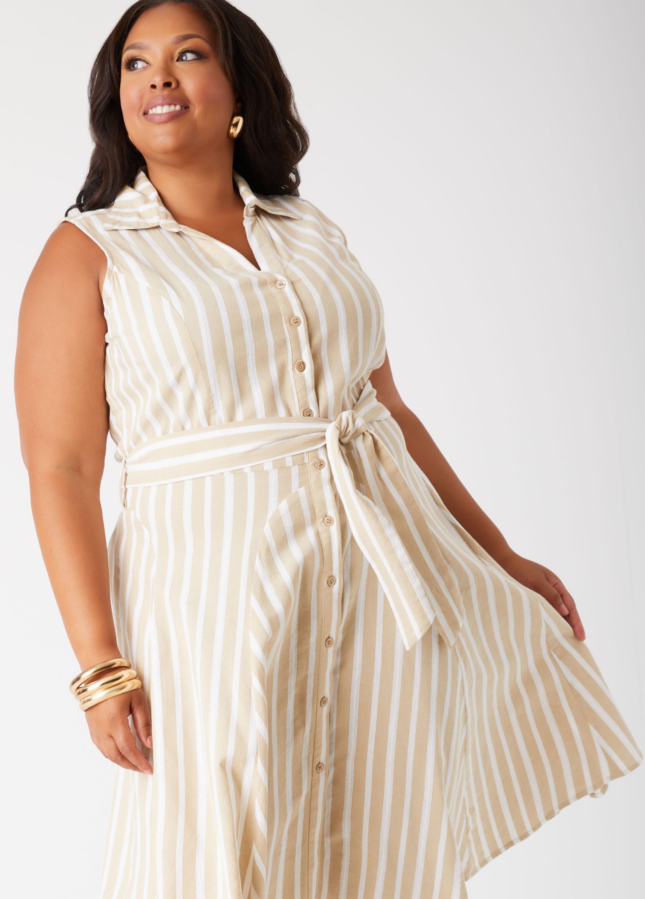 Belted Striped Shirtdress Product Image