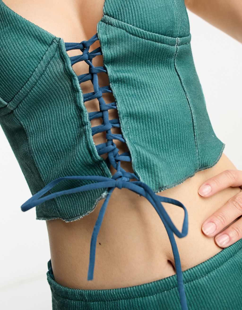 Rebellious Fashion lace up halterneck top Product Image
