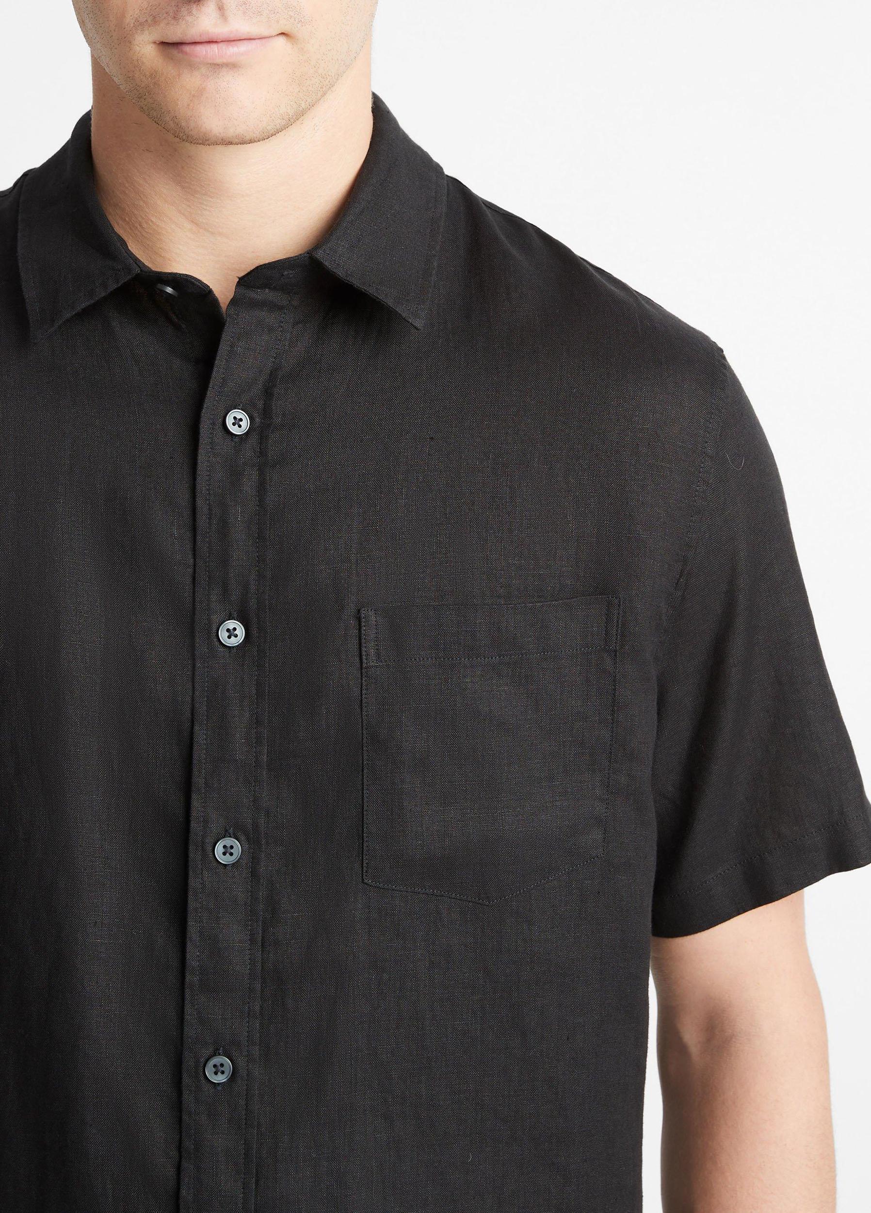 Mens Linen Short-Sleeve Shirt, Pumice Rock, Size XS Vince Product Image