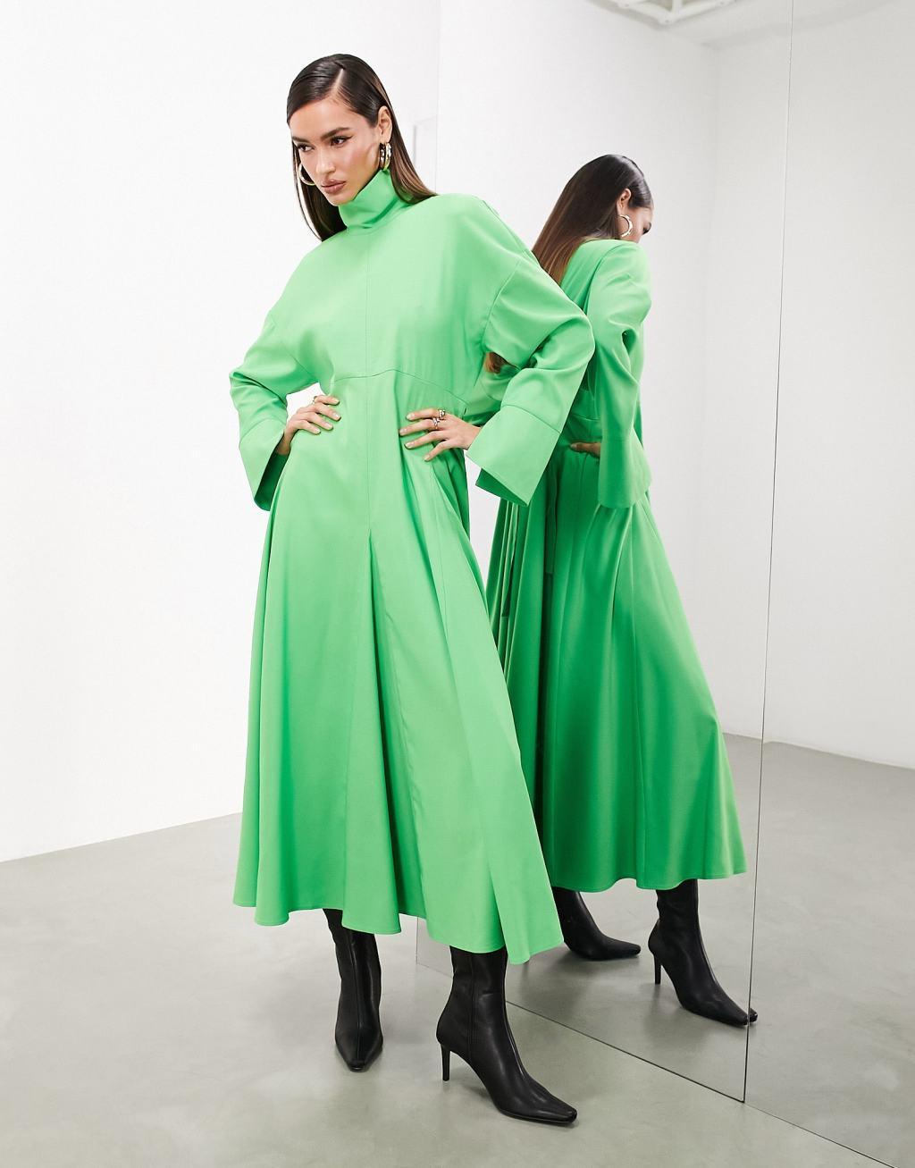 ASOS EDITION high neck long sleeve ruched back detail dress Product Image