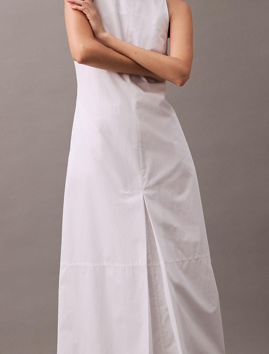 Calvin Klein Women's Cotton Poplin Sleeveless Midi Dress - White - 2 Product Image