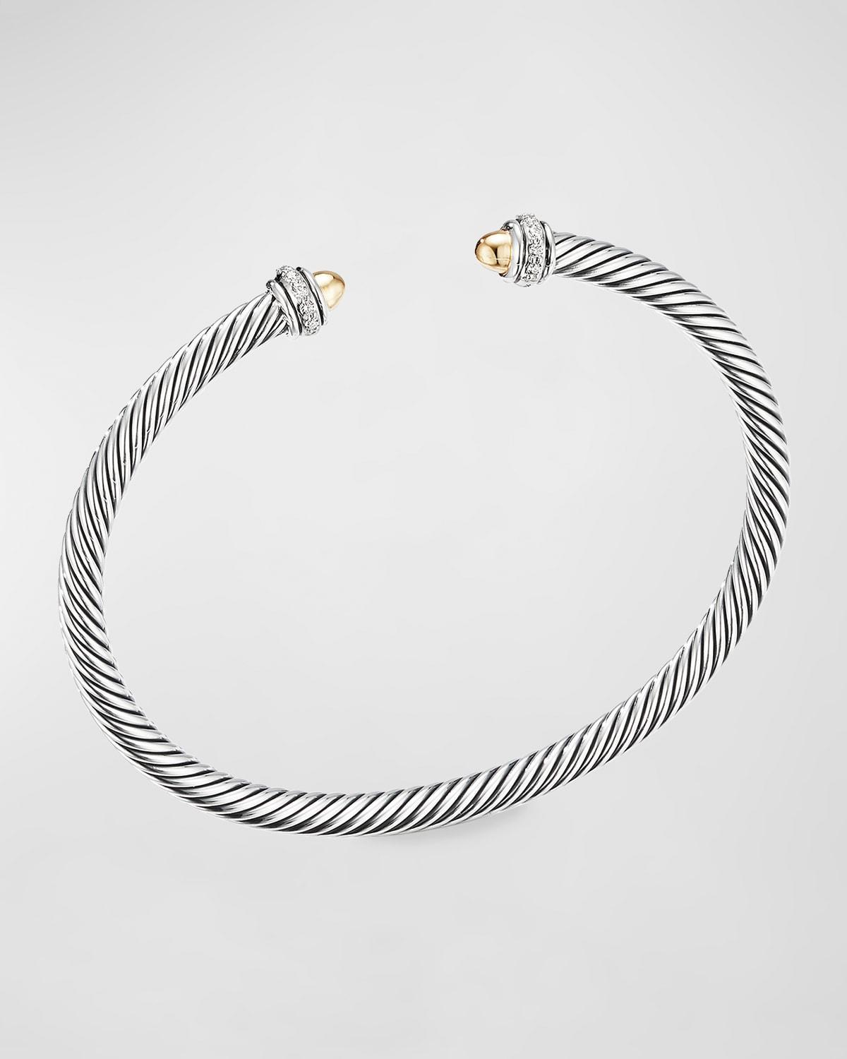 David Yurman Sterling Silver & 18K Yellow Gold Cable Classic Bracelet with Diamonds Product Image