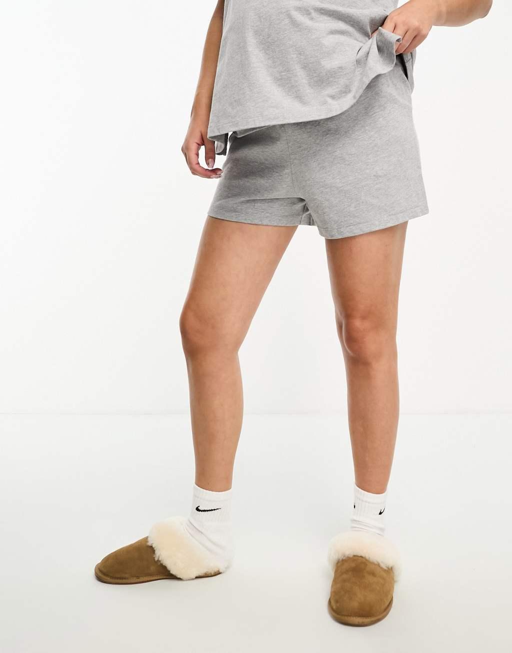 ASOS DESIGN Maternity mix & match cotton pajama short in gray heather Product Image