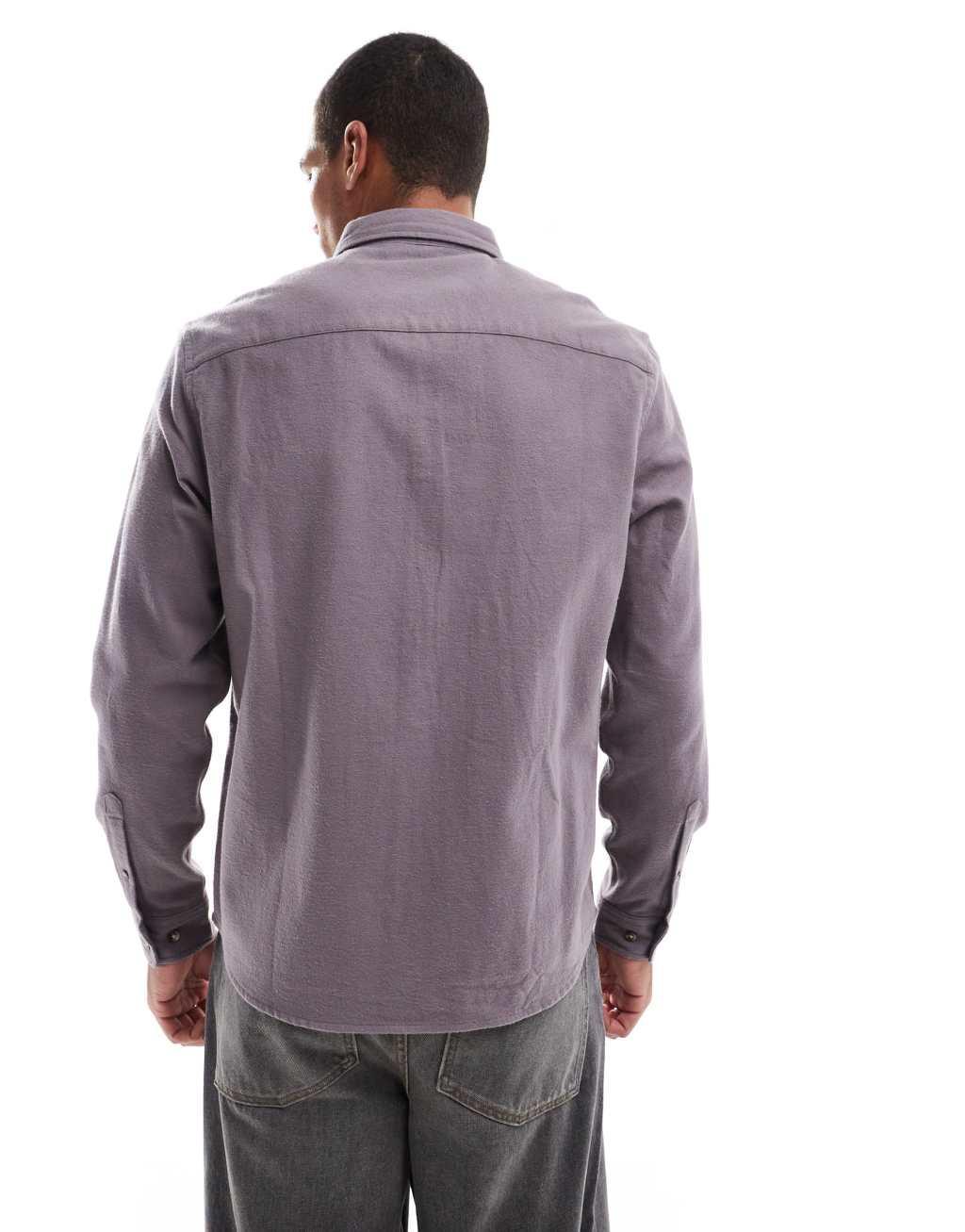 ASOS DESIGN brushed oxford regular shirt in gray Product Image