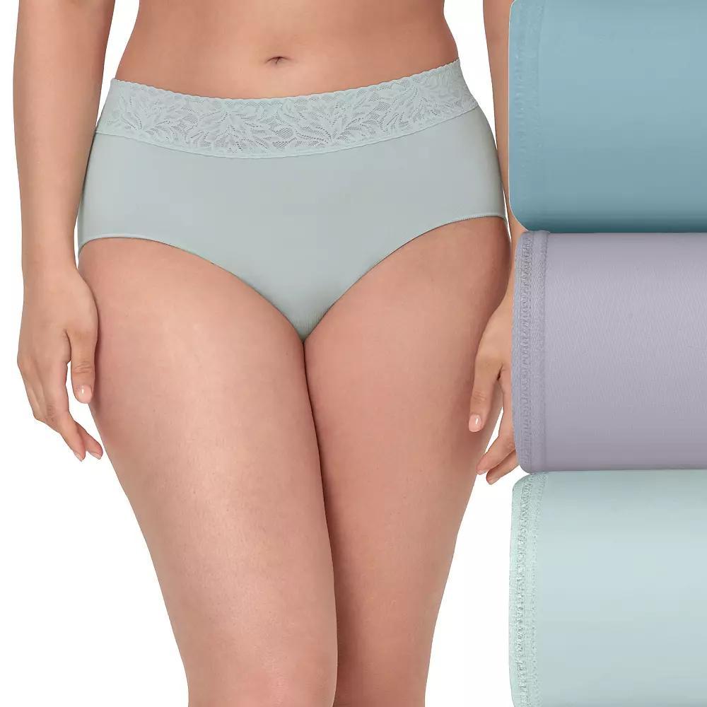 Bali 3-Pack Modern Seamless Lace Trim Brief Underwear DFMLB3, Women's, Size: 5, Black Blush Purple Product Image