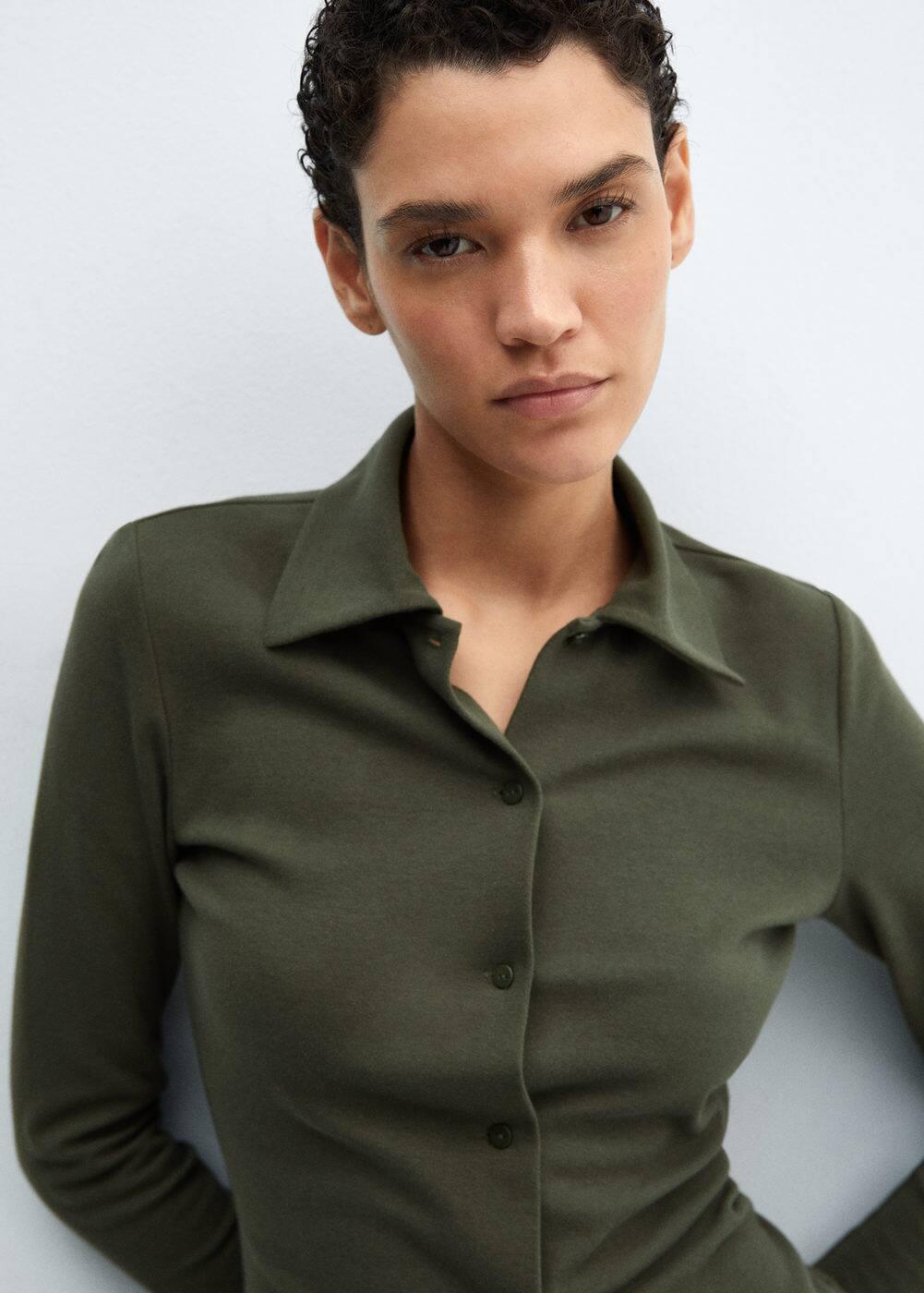 Cotton knit shirt - Women | MANGO USA Product Image