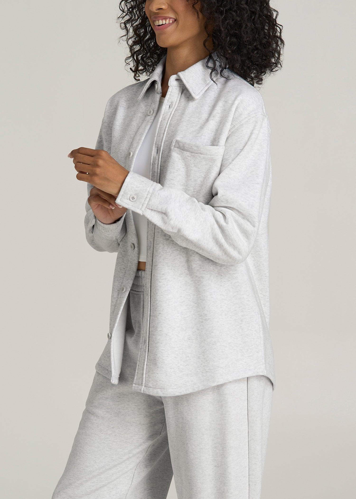 Wearever 2.0 Fleece Women's Tall Shacket in Heather Cloud White Product Image