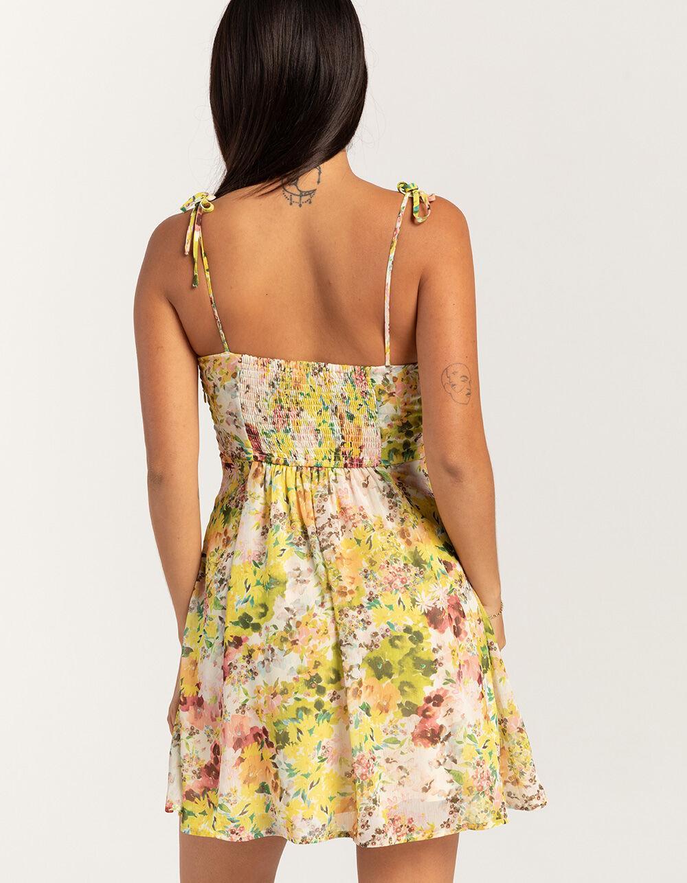 FULL TILT Chiffon Empire Womens Slip Dress - YELLOW COMBO Product Image