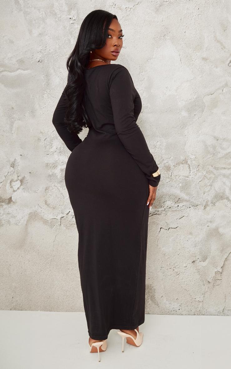 Plus Black Cotton Square Neck Maxi Dress Product Image