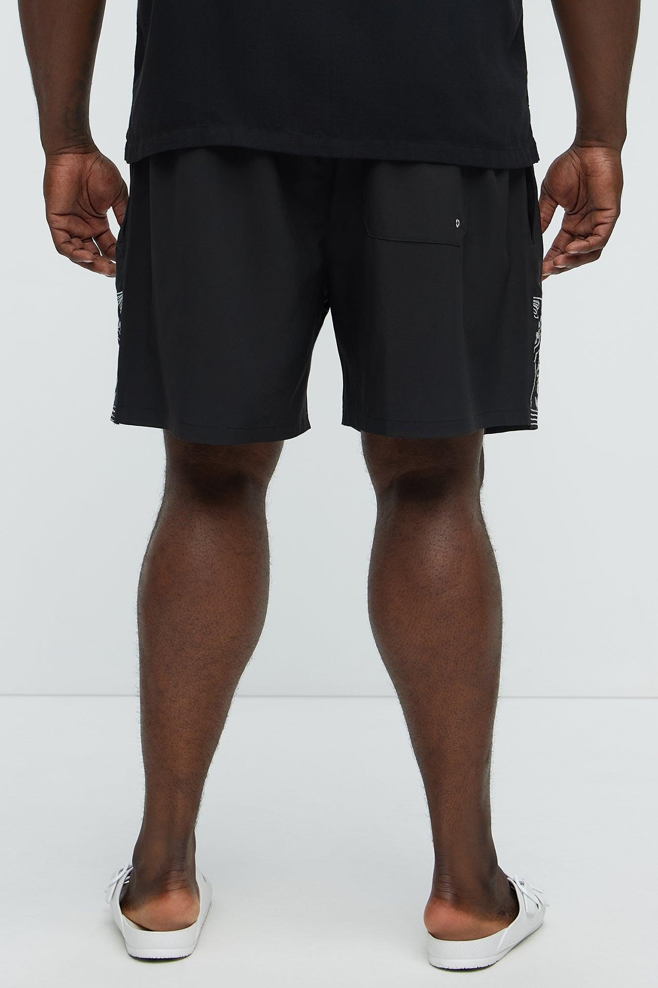 Embroidered Floral Swim Classic Trunk - Black/combo Product Image