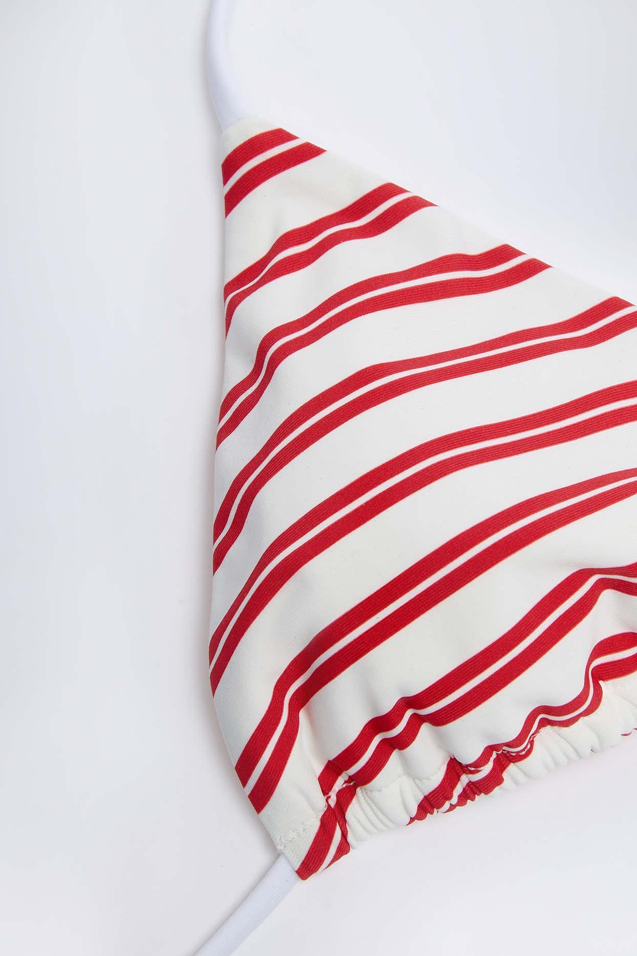 Triangle Bikini Top in Cherry Red Double Stripe Product Image