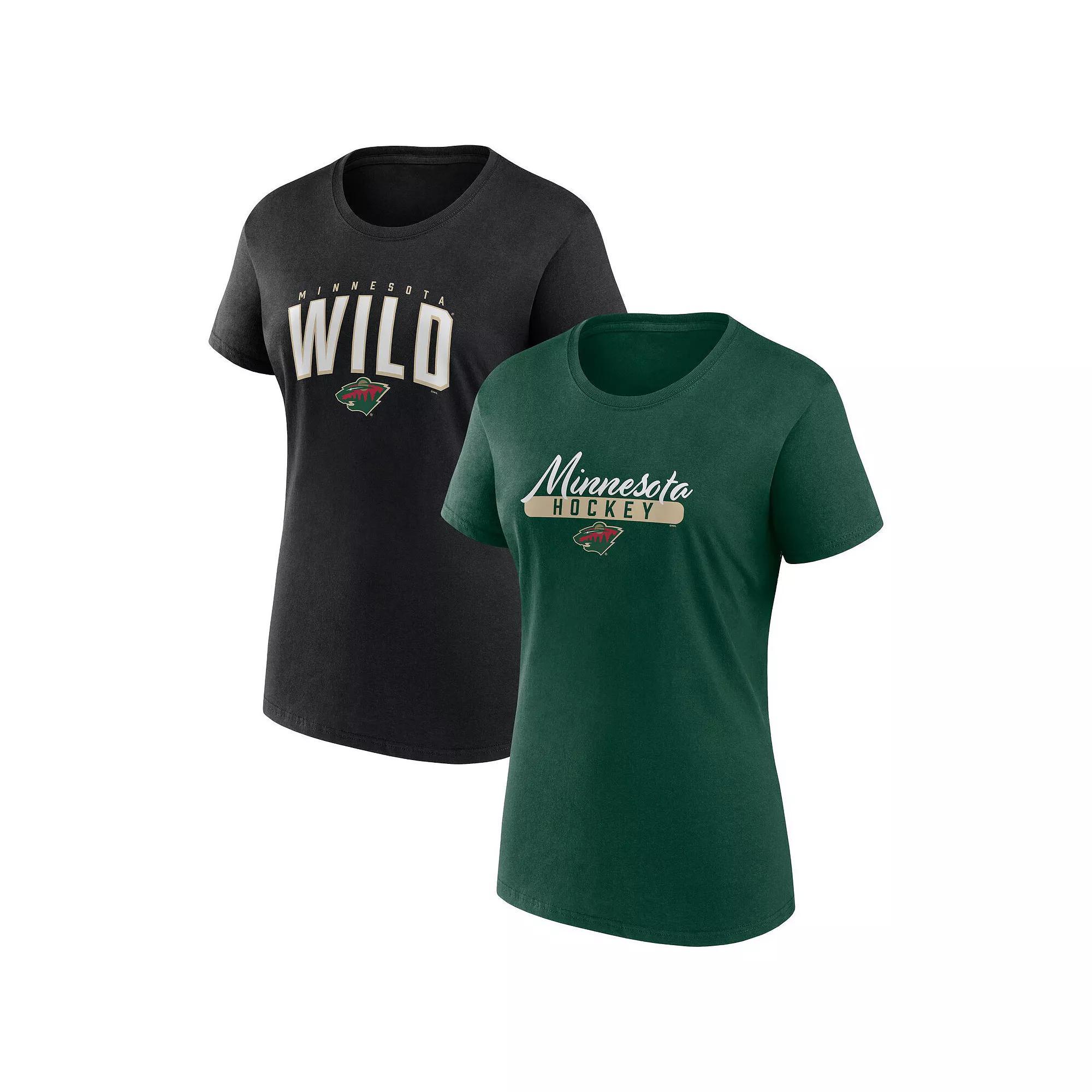 Women's Fanatics Branded Green/Black Minnesota Wild Two-Pack Fan T-shirt Set, Size: Small Product Image