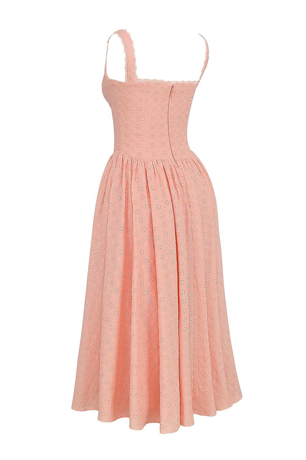 Adalyn Peach Broderie Anglais Midi Sundress Product Image