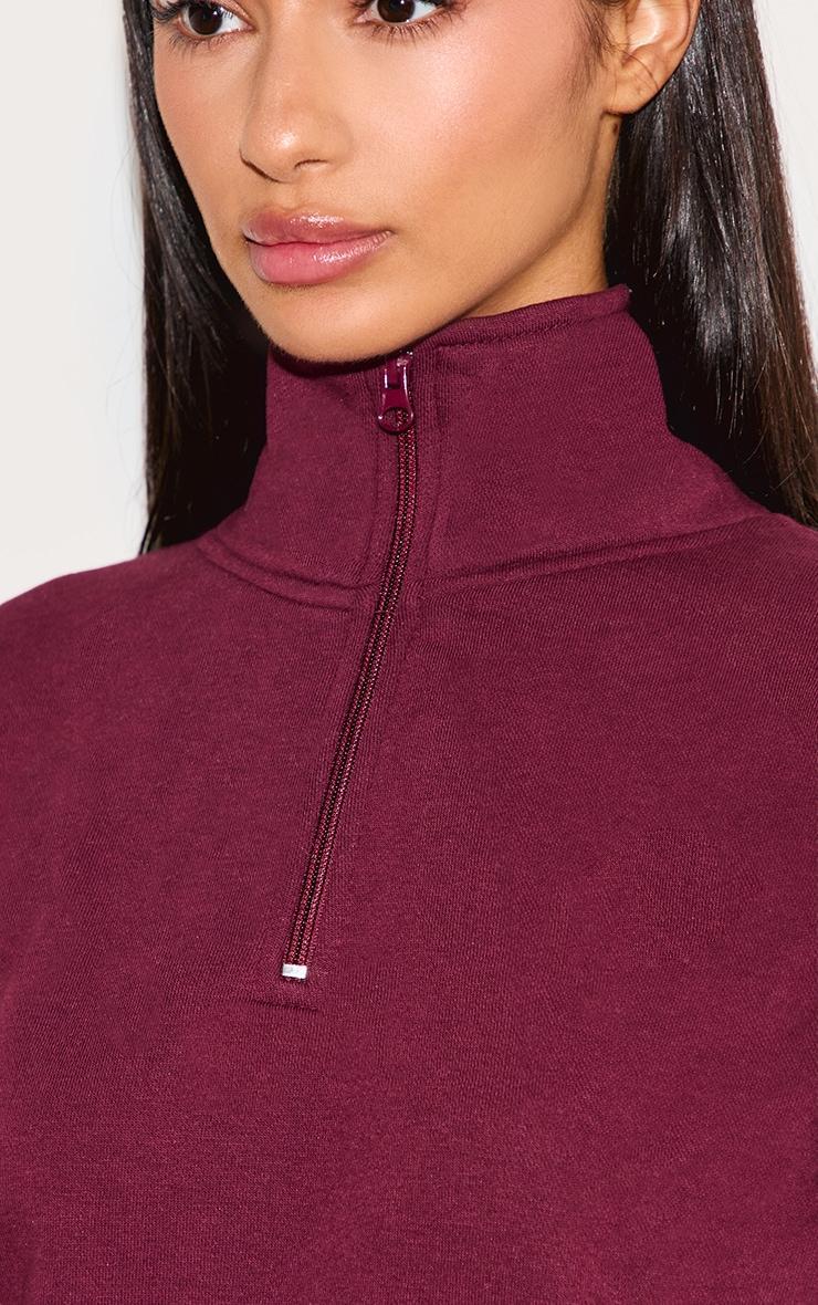 Petite Burgundy Quarter Zip Sweatshirt Product Image