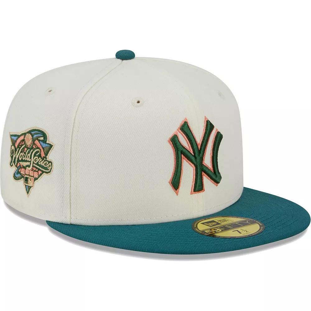 Men's New Era Cream New York Yankees Chrome Evergreen 59FIFTY Fitted Hat, Size: 8, Beige Product Image