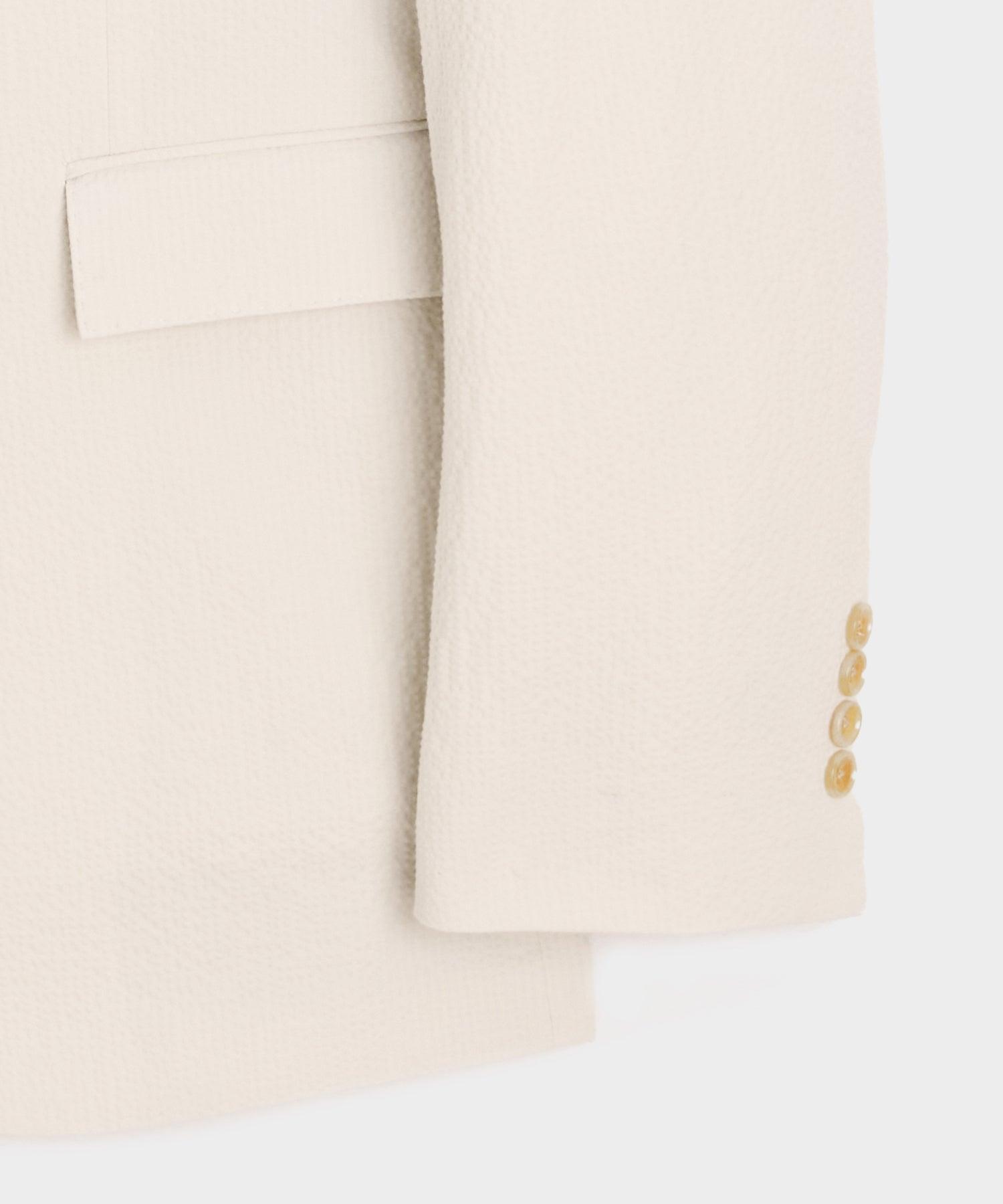 Italian Seersucker Double-Breasted Suit Jacket Product Image