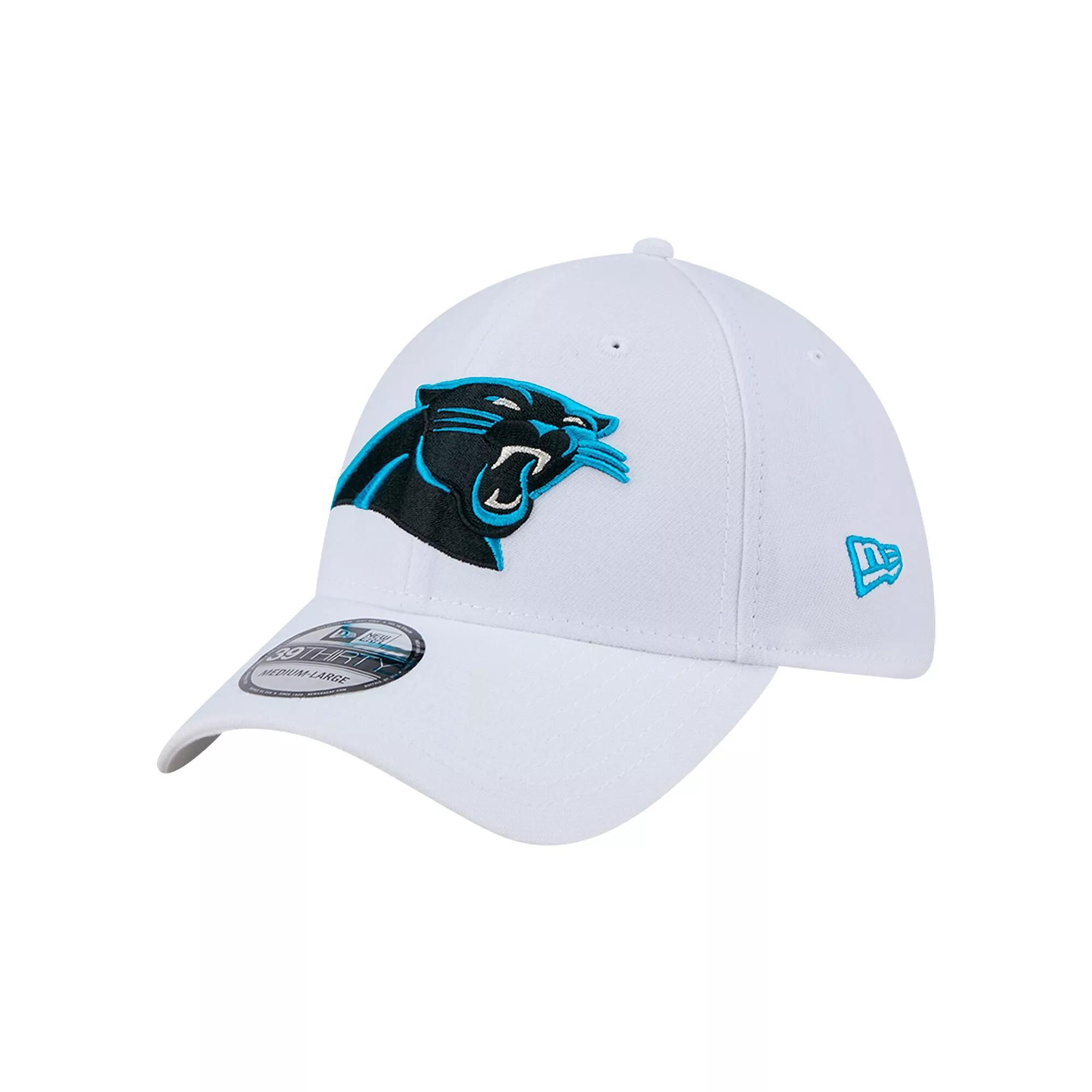 Men's New Era White Carolina Panthers Main 39THIRTY Flex Hat, Size: Small/Medium Product Image